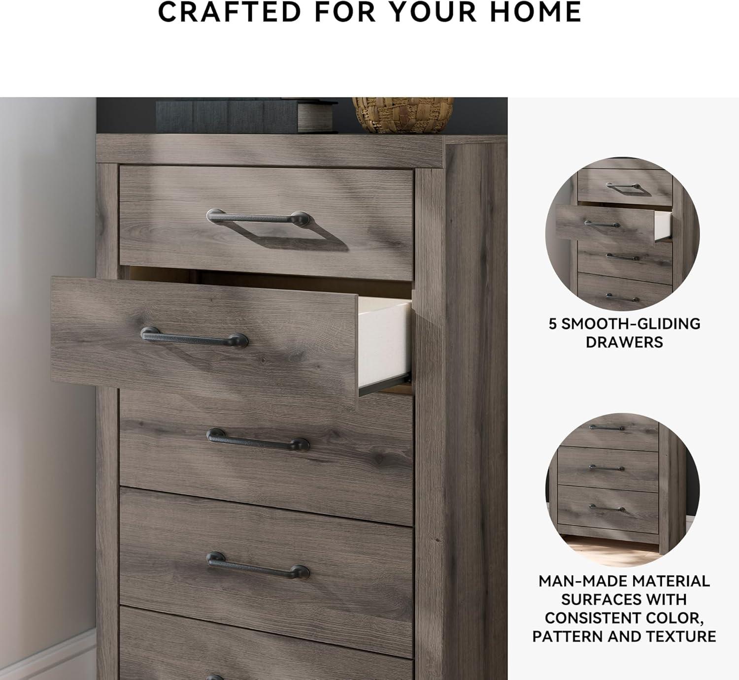 imageSignature Design by Ashley Brinxton Urban SmoothGliding 7Drawer Dresser and Mirror with Safety Stop GrayBrown Gray
