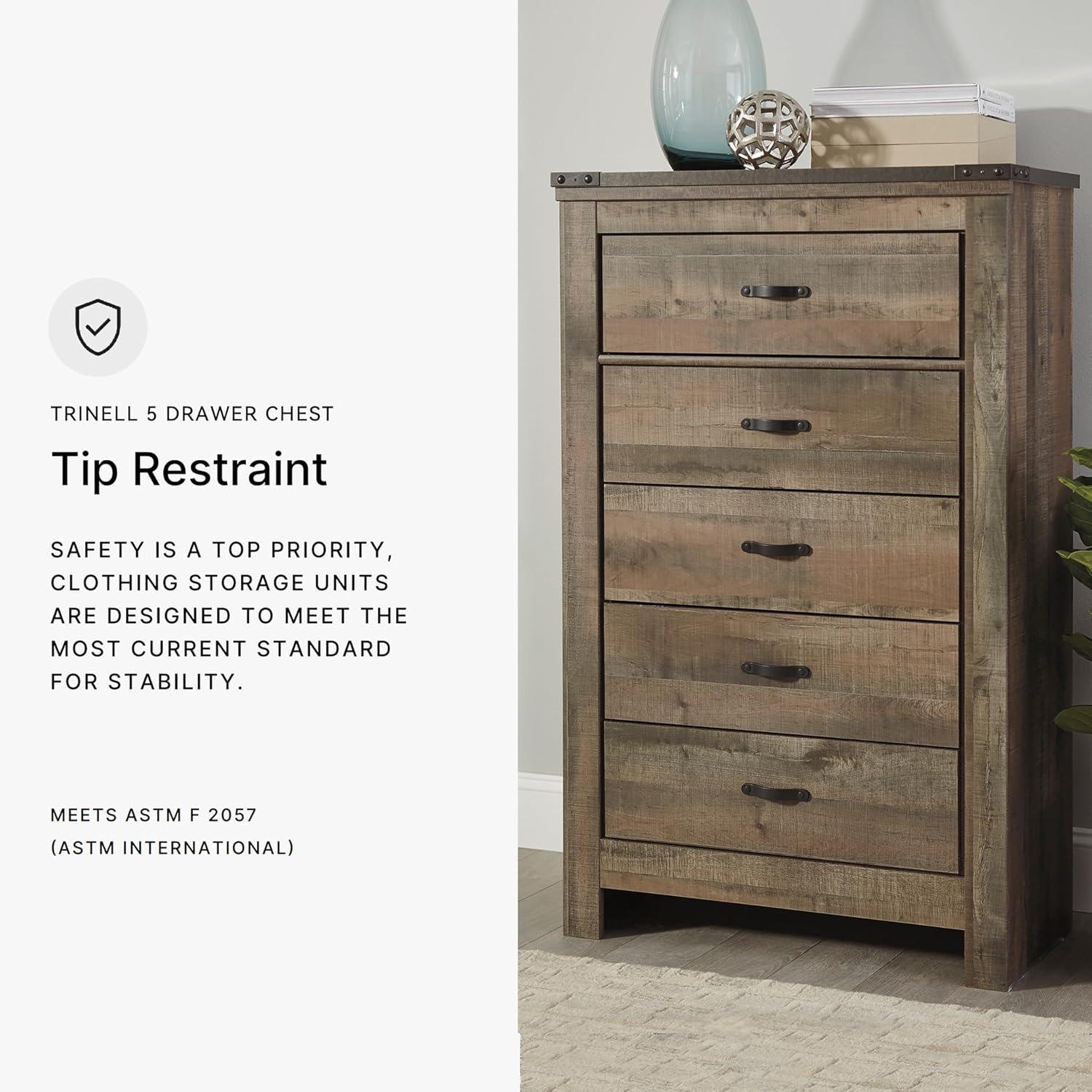imageSignature Design by Ashley Brinxton Urban SmoothGliding 7Drawer Dresser and Mirror with Safety Stop GrayBrown Plank