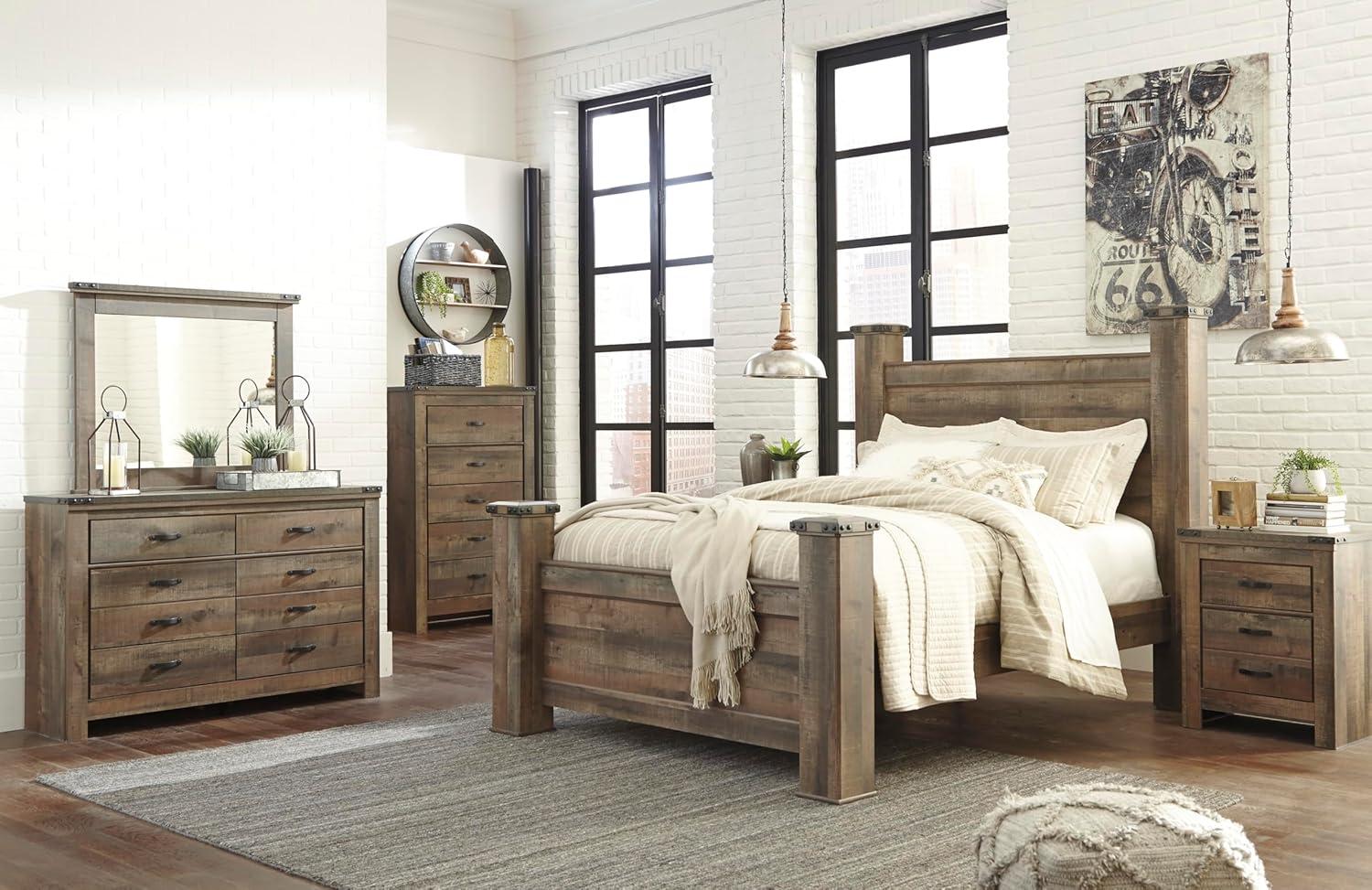 imageSignature Design by Ashley Brinxton Urban SmoothGliding 7Drawer Dresser and Mirror with Safety Stop GrayBrown Plank
