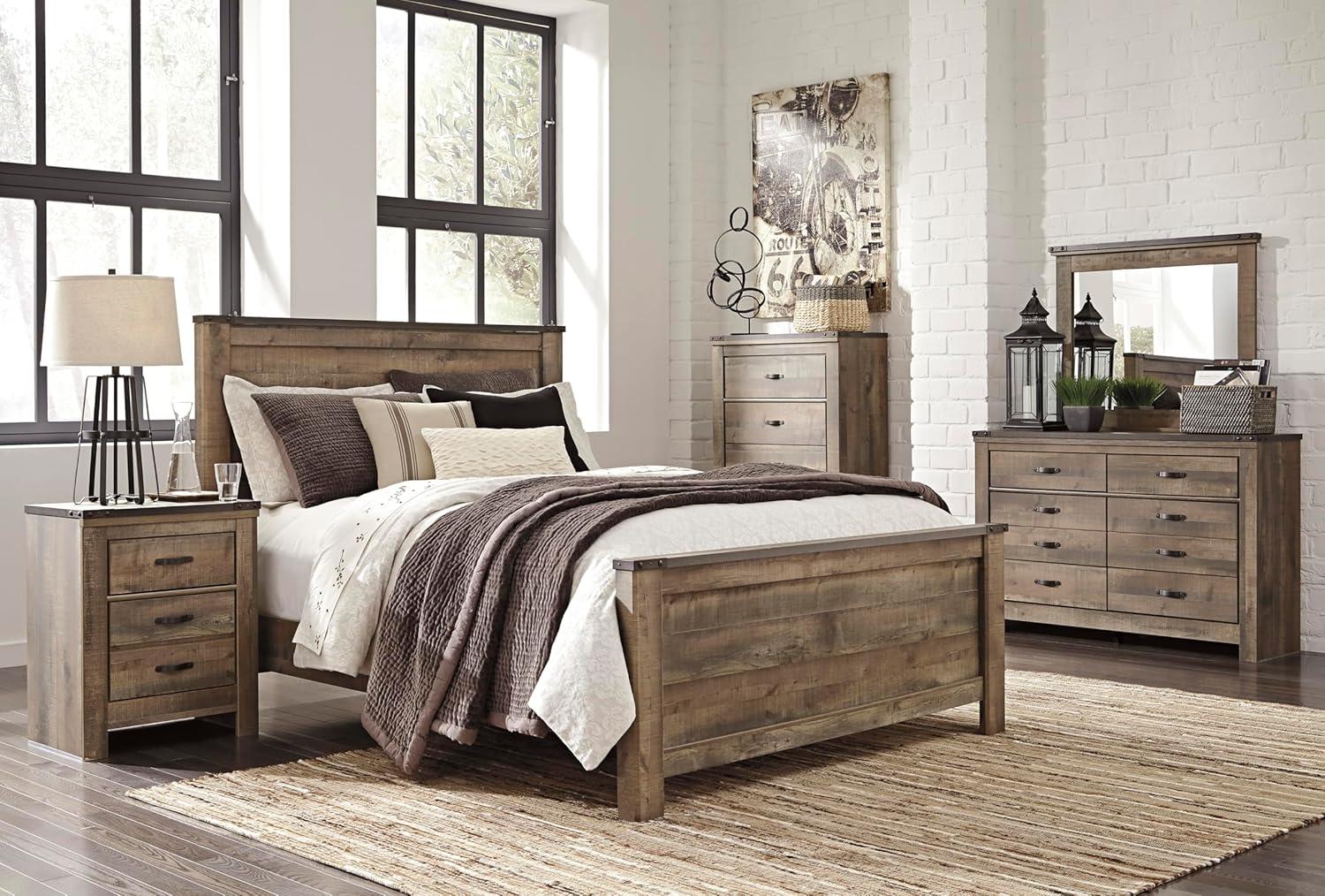 imageSignature Design by Ashley Brinxton Urban SmoothGliding 7Drawer Dresser and Mirror with Safety Stop GrayBrown Plank