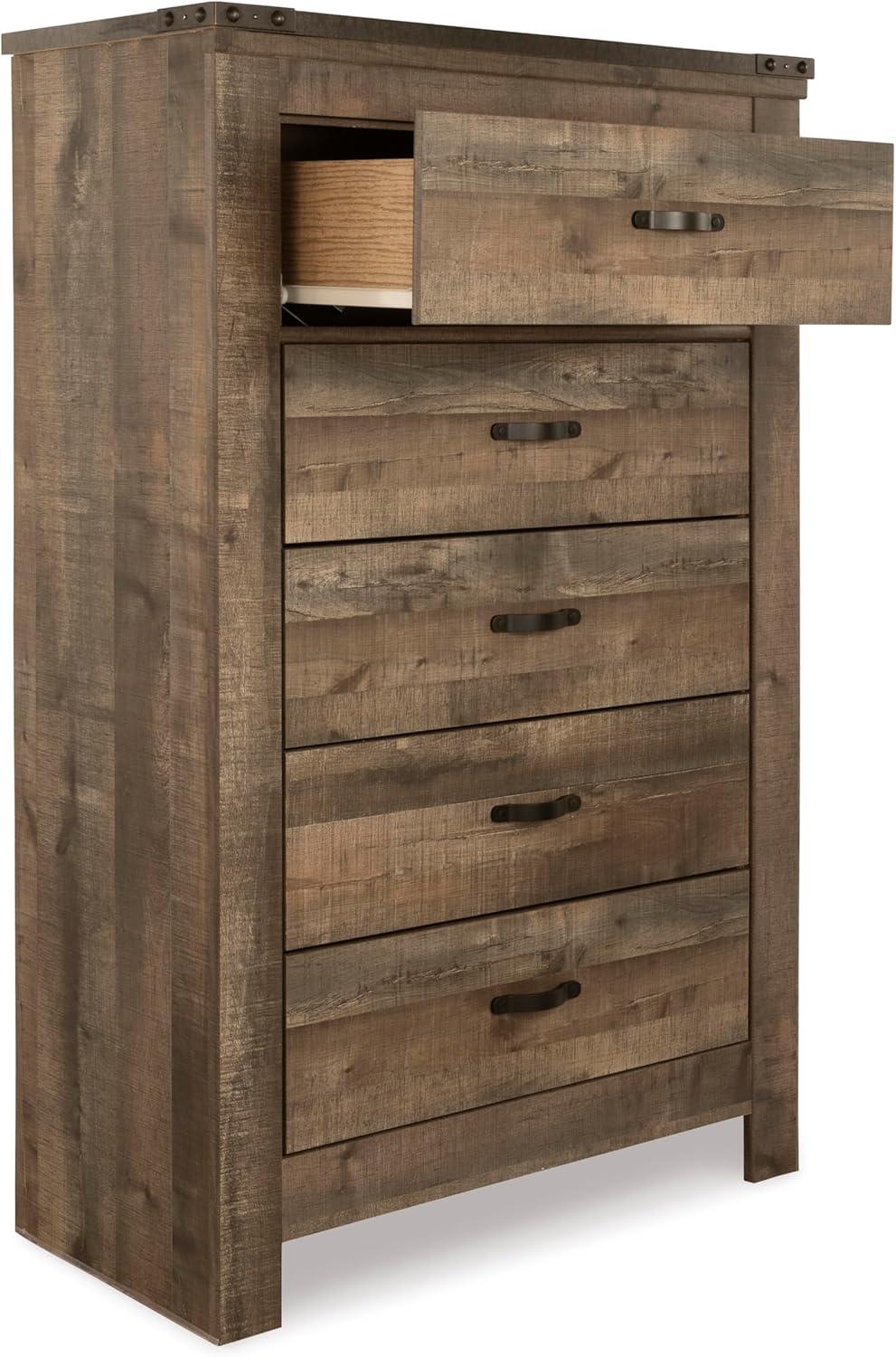 imageSignature Design by Ashley Brinxton Urban SmoothGliding 7Drawer Dresser and Mirror with Safety Stop GrayBrown Plank