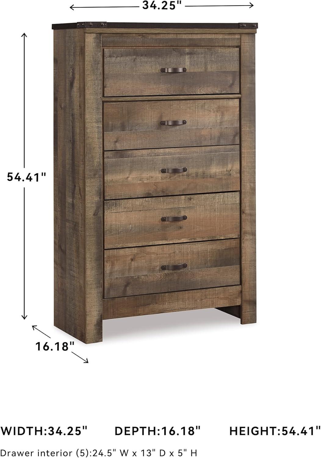 imageSignature Design by Ashley Brinxton Urban SmoothGliding 7Drawer Dresser and Mirror with Safety Stop GrayBrown Plank
