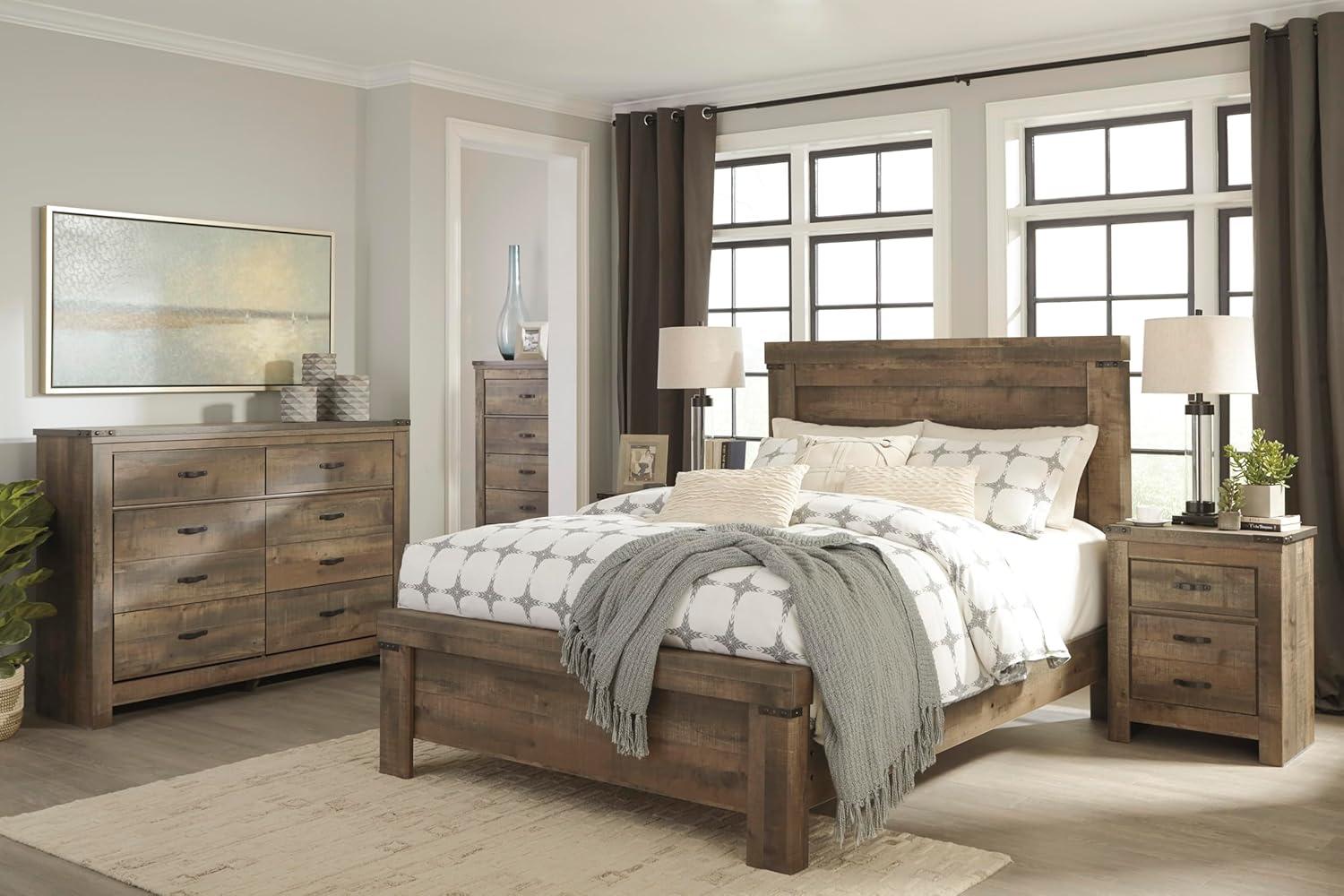 imageSignature Design by Ashley Brinxton Urban SmoothGliding 7Drawer Dresser and Mirror with Safety Stop GrayBrown Plank