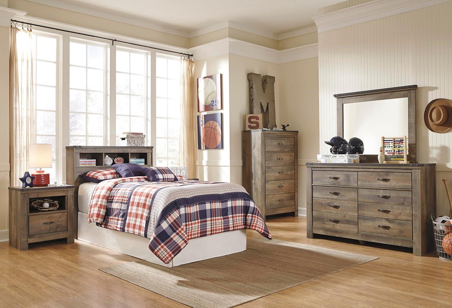 imageSignature Design by Ashley Brinxton Urban SmoothGliding 7Drawer Dresser and Mirror with Safety Stop GrayBrown Plank