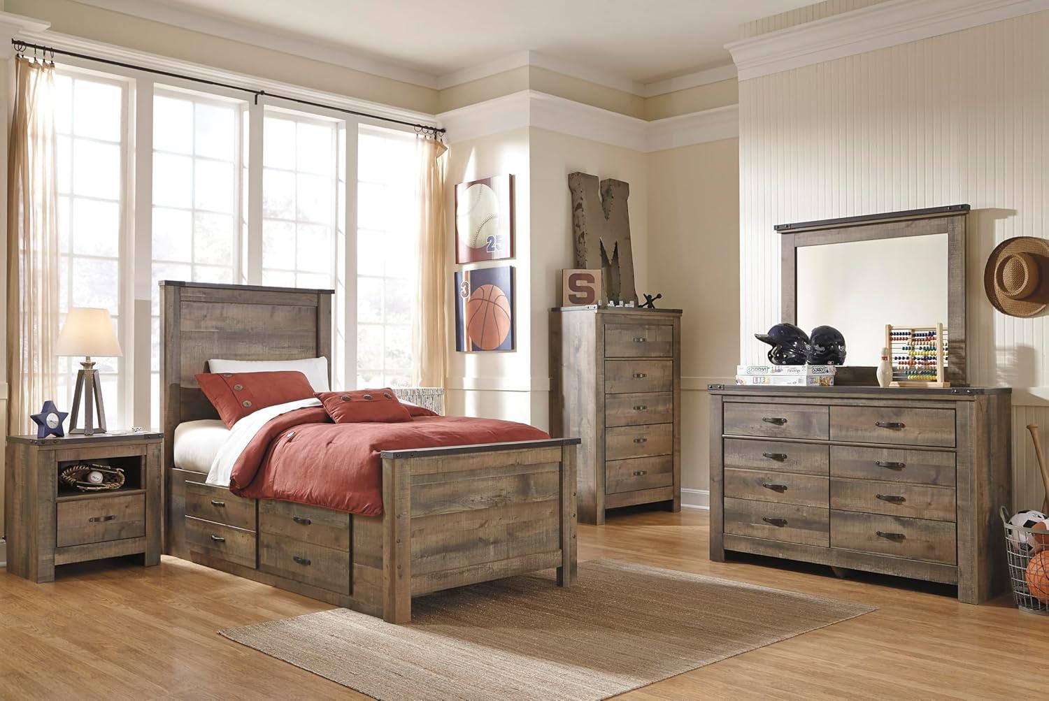imageSignature Design by Ashley Brinxton Urban SmoothGliding 7Drawer Dresser and Mirror with Safety Stop GrayBrown Plank