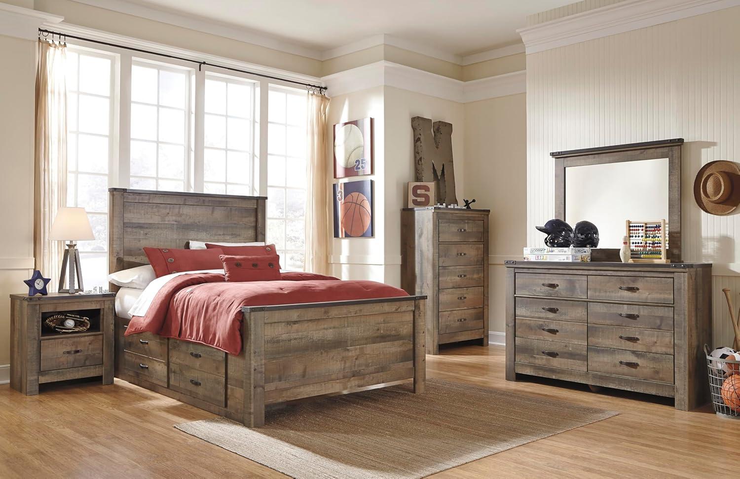 imageSignature Design by Ashley Brinxton Urban SmoothGliding 7Drawer Dresser and Mirror with Safety Stop GrayBrown Plank