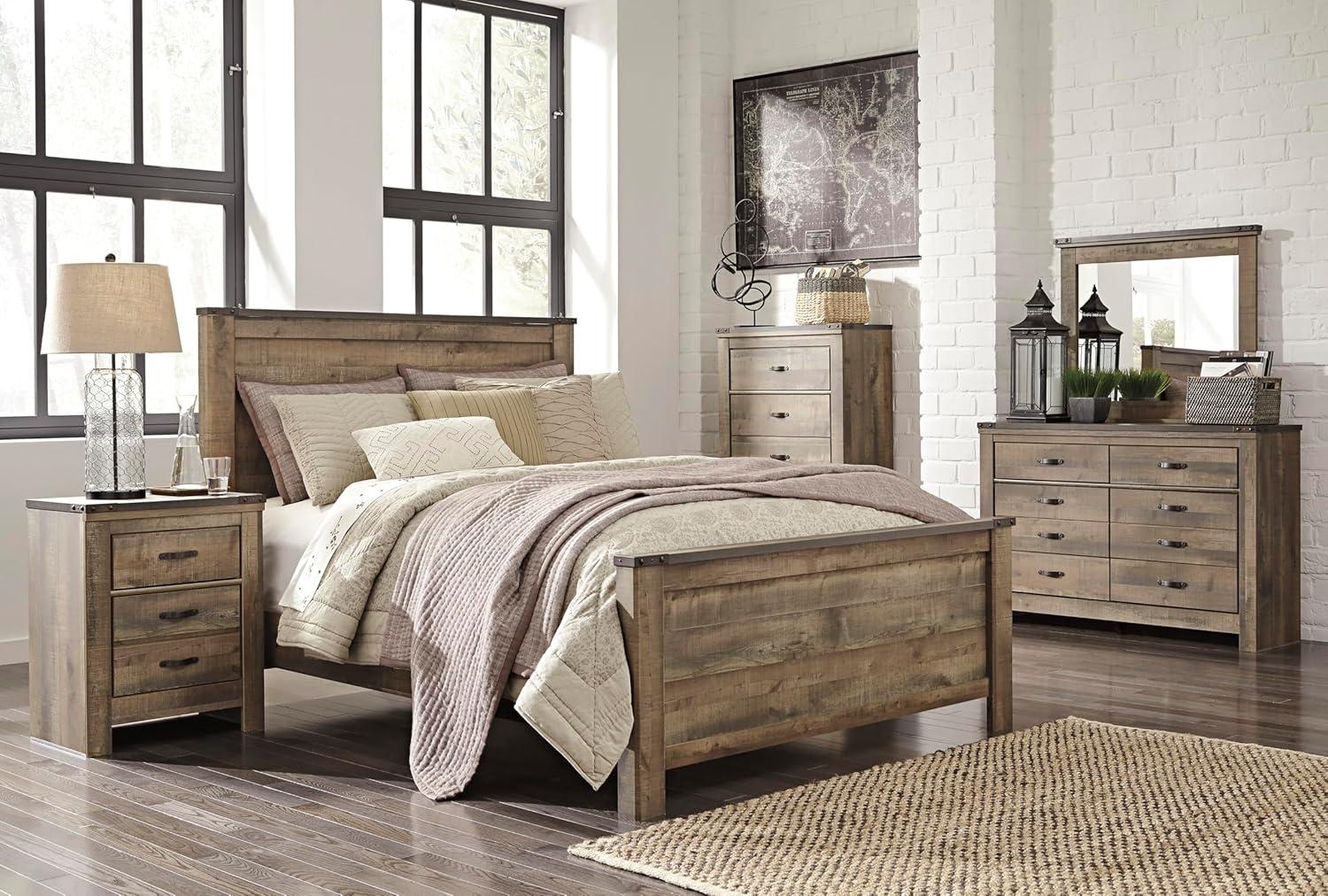 imageSignature Design by Ashley Brinxton Urban SmoothGliding 7Drawer Dresser and Mirror with Safety Stop GrayBrown Plank