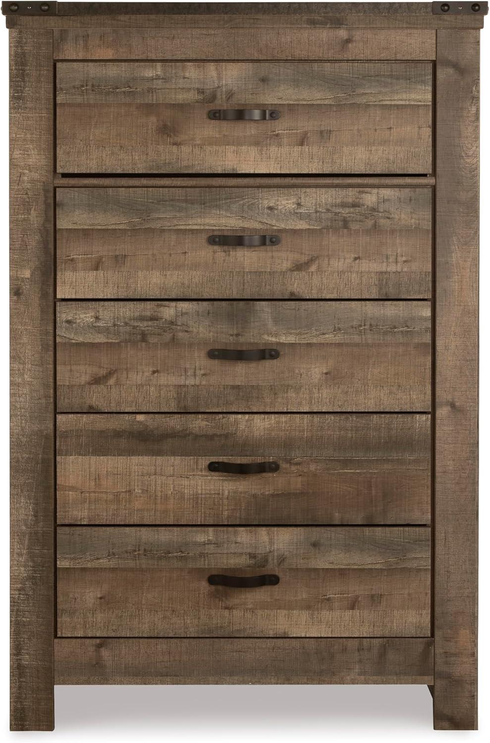 imageSignature Design by Ashley Brinxton Urban SmoothGliding 7Drawer Dresser and Mirror with Safety Stop GrayBrown Plank