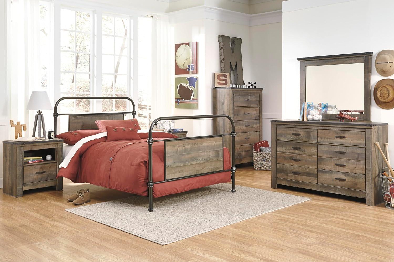 imageSignature Design by Ashley Brinxton Urban SmoothGliding 7Drawer Dresser and Mirror with Safety Stop GrayBrown Plank