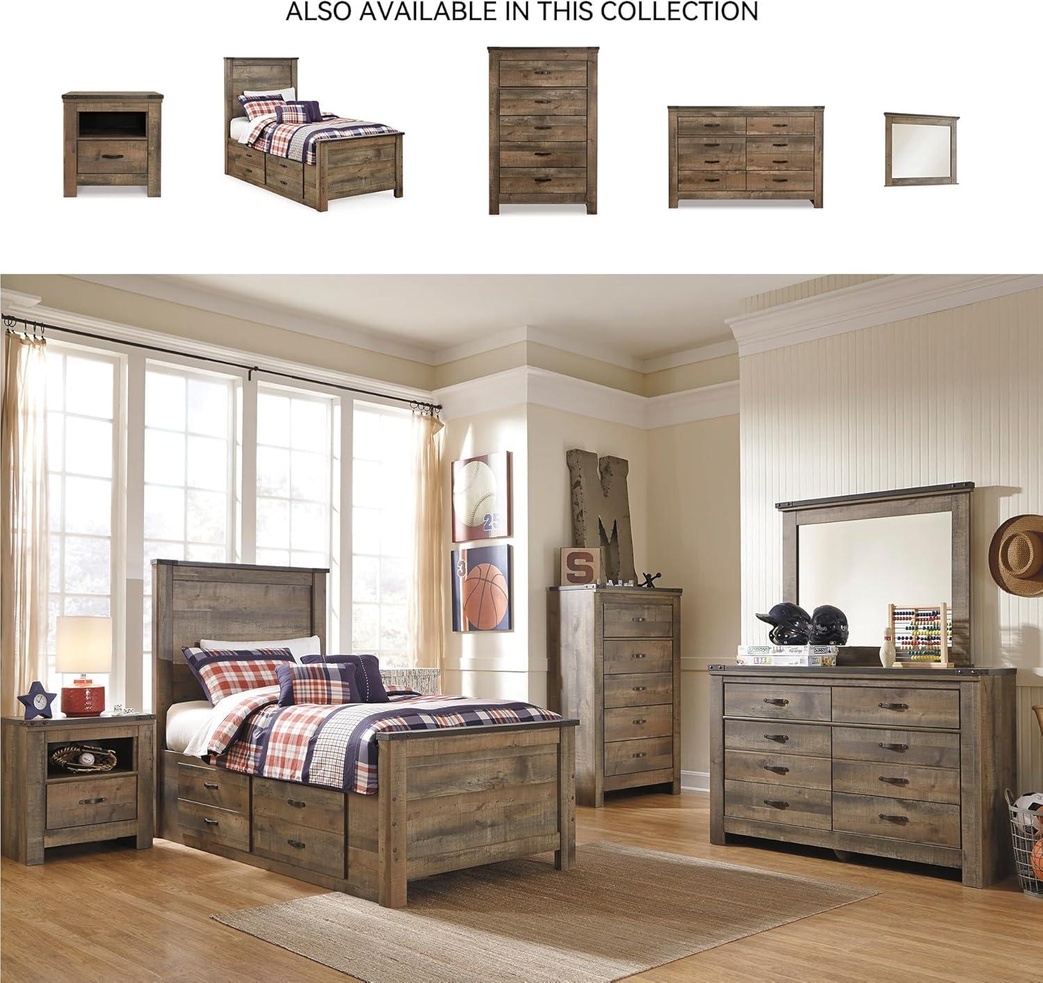 imageSignature Design by Ashley Brinxton Urban SmoothGliding 7Drawer Dresser and Mirror with Safety Stop GrayBrown Plank