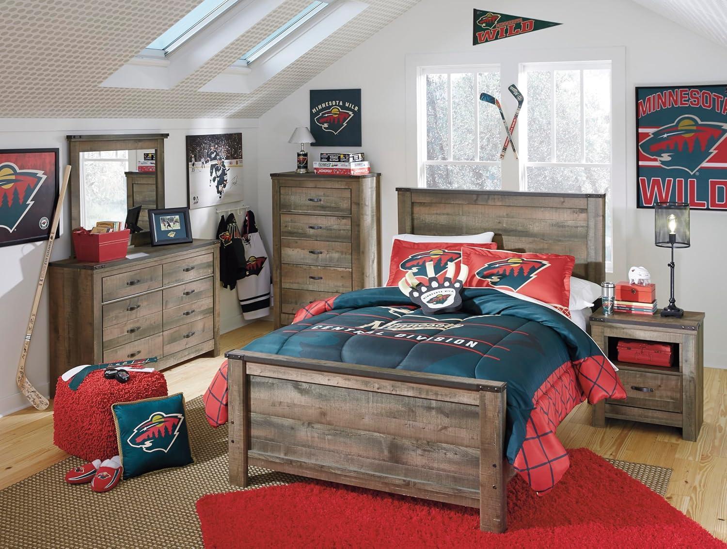 imageSignature Design by Ashley Brinxton Urban SmoothGliding 7Drawer Dresser and Mirror with Safety Stop GrayBrown Plank