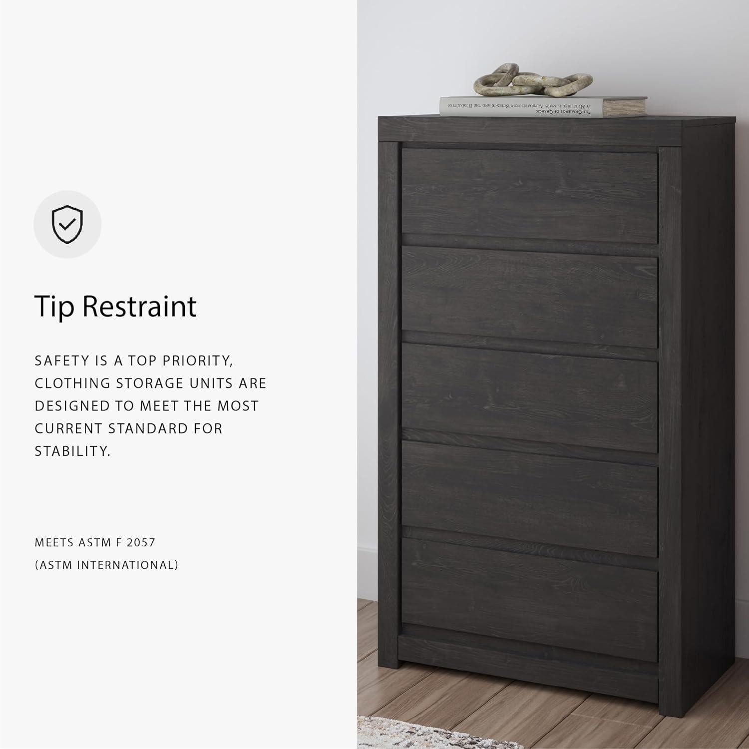 imageSignature Design by Ashley Brinxton Urban SmoothGliding 7Drawer Dresser and Mirror with Safety Stop GrayCharcoal