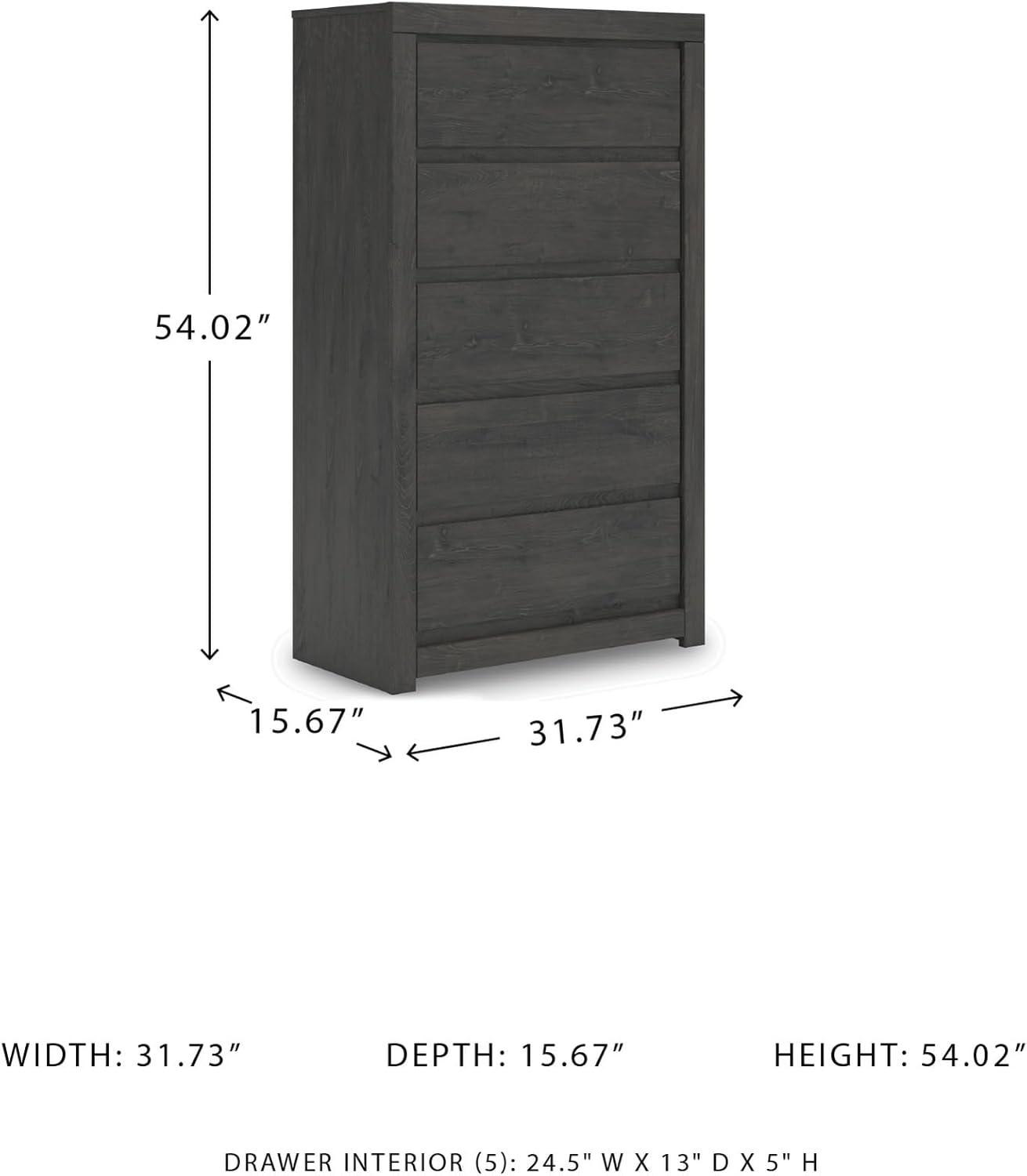 imageSignature Design by Ashley Brinxton Urban SmoothGliding 7Drawer Dresser and Mirror with Safety Stop GrayCharcoal