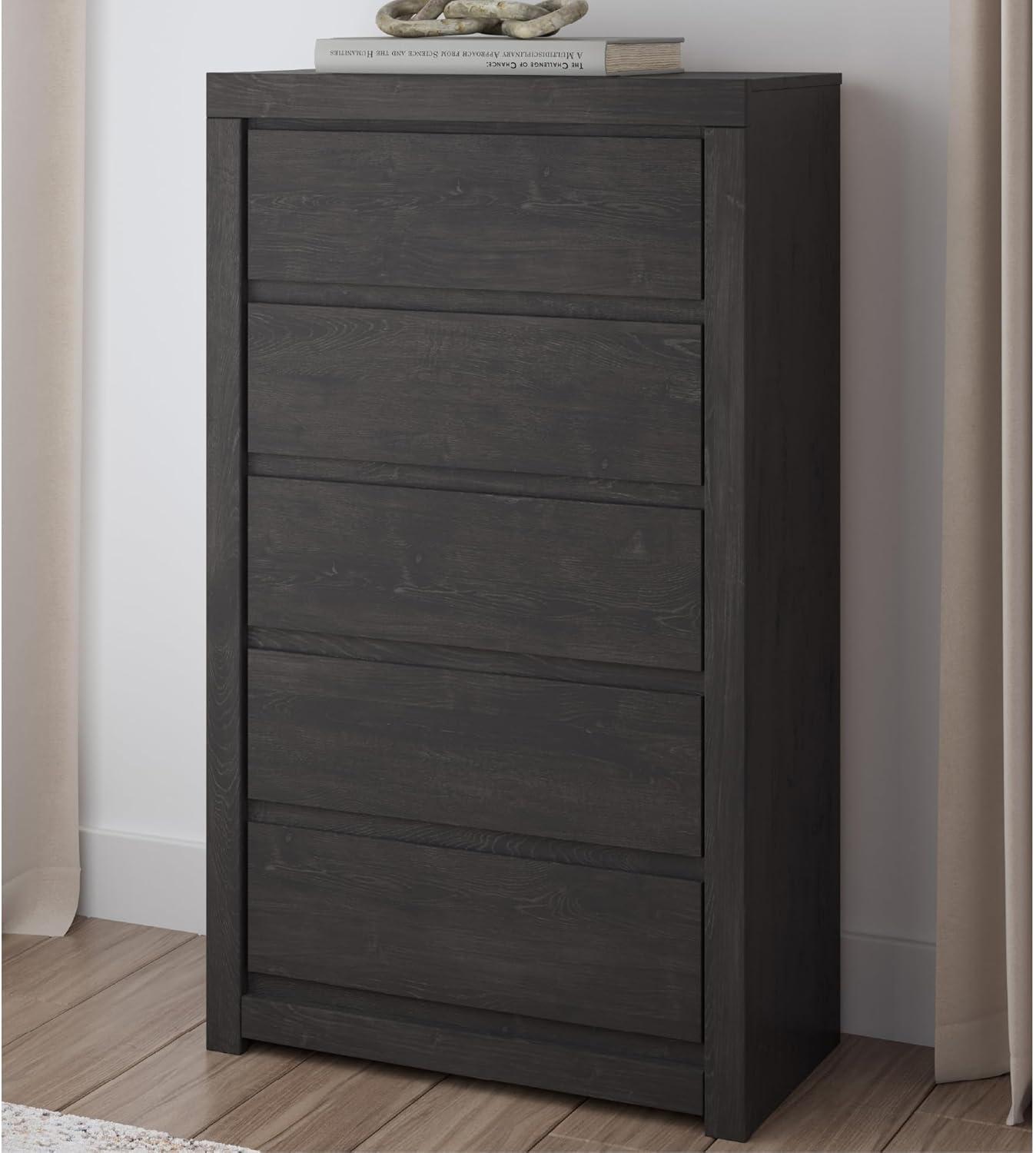 imageSignature Design by Ashley Brinxton Urban SmoothGliding 7Drawer Dresser and Mirror with Safety Stop GrayCharcoal