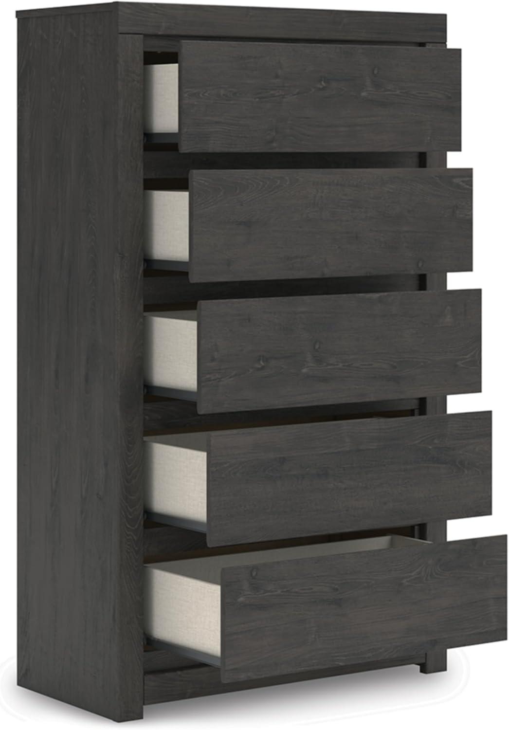 imageSignature Design by Ashley Brinxton Urban SmoothGliding 7Drawer Dresser and Mirror with Safety Stop GrayCharcoal