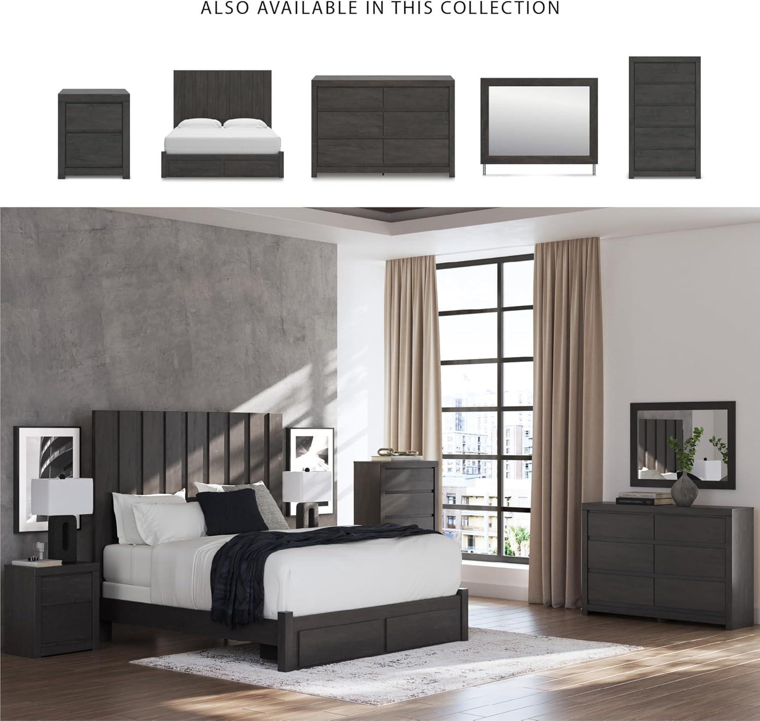 imageSignature Design by Ashley Brinxton Urban SmoothGliding 7Drawer Dresser and Mirror with Safety Stop GrayCharcoal