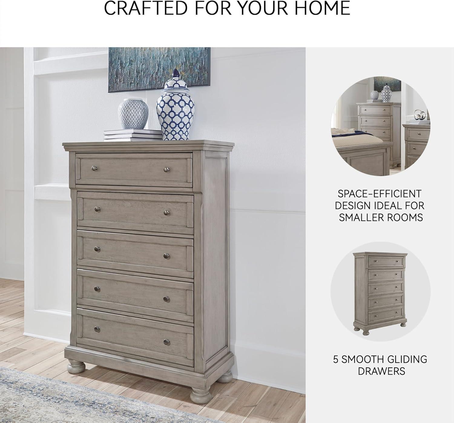 imageSignature Design by Ashley Brinxton Urban SmoothGliding 7Drawer Dresser and Mirror with Safety Stop GrayLight Gray
