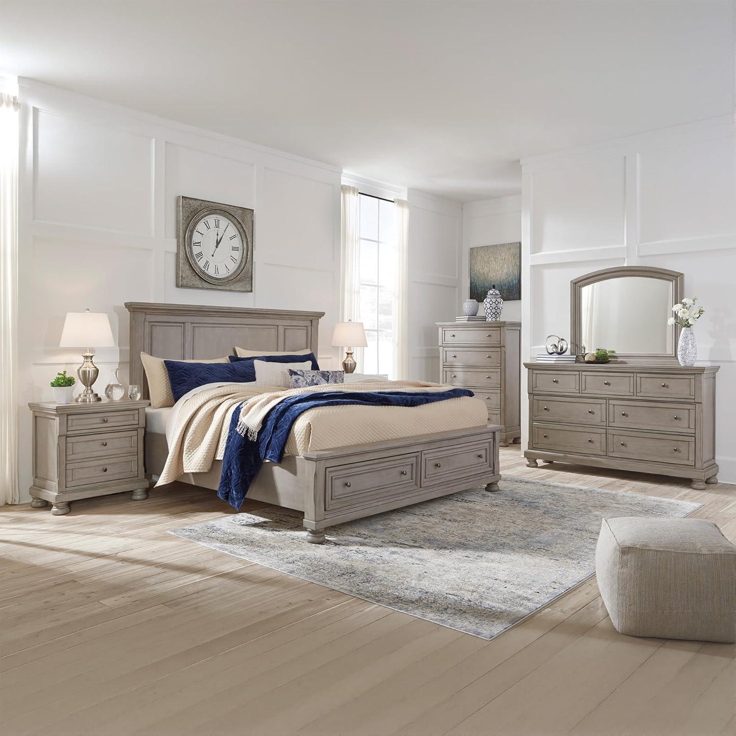 imageSignature Design by Ashley Brinxton Urban SmoothGliding 7Drawer Dresser and Mirror with Safety Stop GrayLight Gray