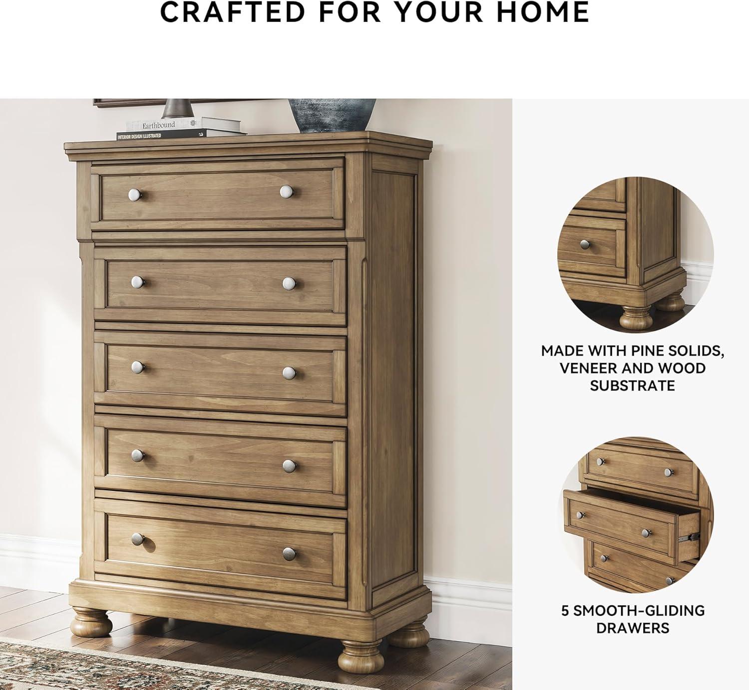 imageSignature Design by Ashley Brinxton Urban SmoothGliding 7Drawer Dresser and Mirror with Safety Stop GrayMedium Brown