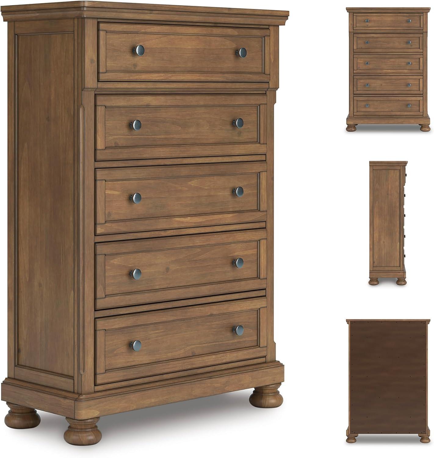 imageSignature Design by Ashley Brinxton Urban SmoothGliding 7Drawer Dresser and Mirror with Safety Stop GrayMedium Brown