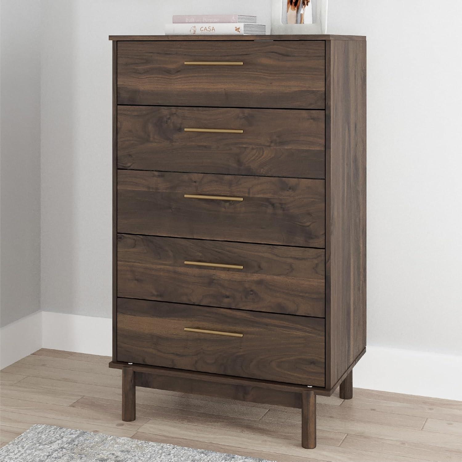 imageSignature Design by Ashley Brinxton Urban SmoothGliding 7Drawer Dresser and Mirror with Safety Stop GrayMocha