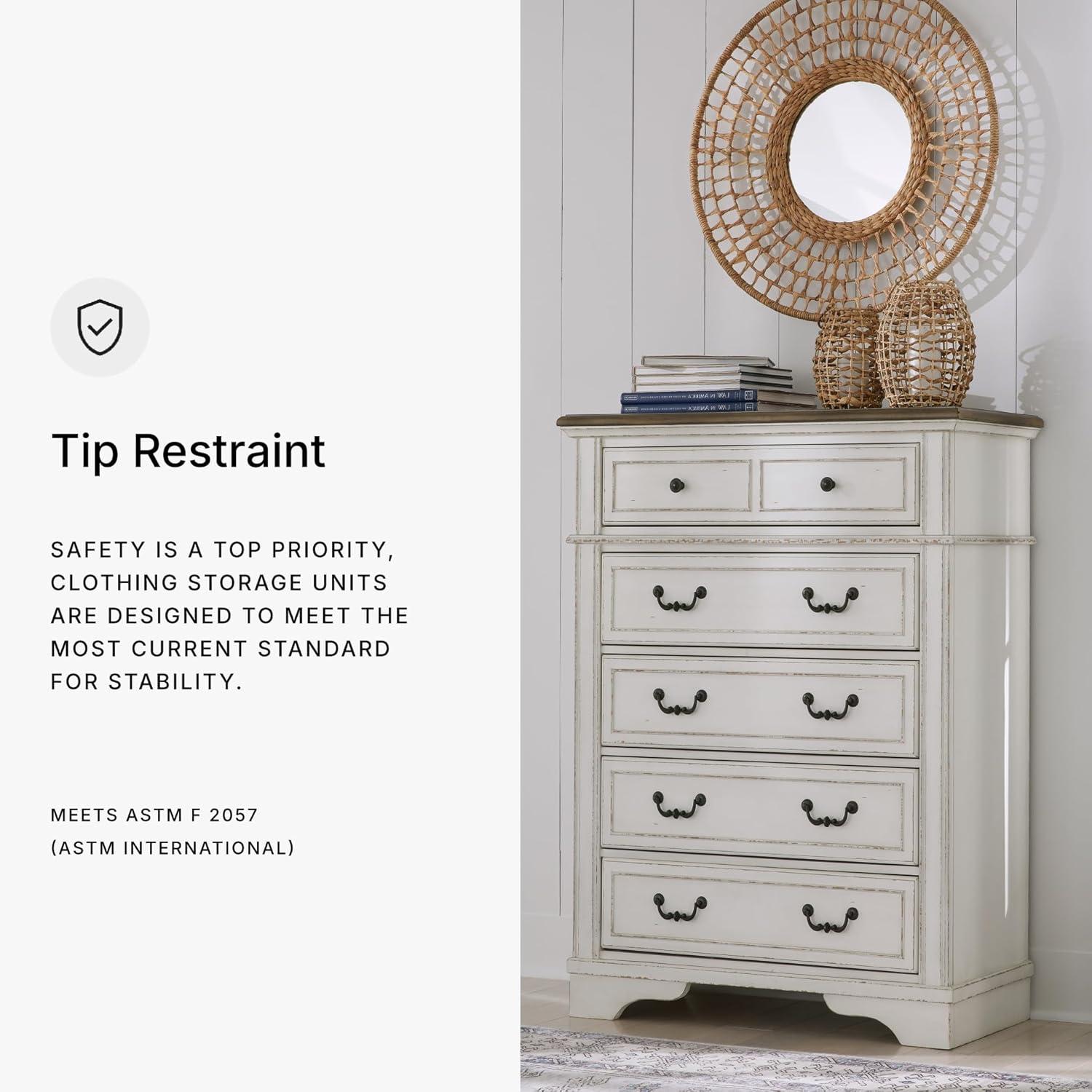 imageSignature Design by Ashley Brinxton Urban SmoothGliding 7Drawer Dresser and Mirror with Safety Stop GrayTwotone