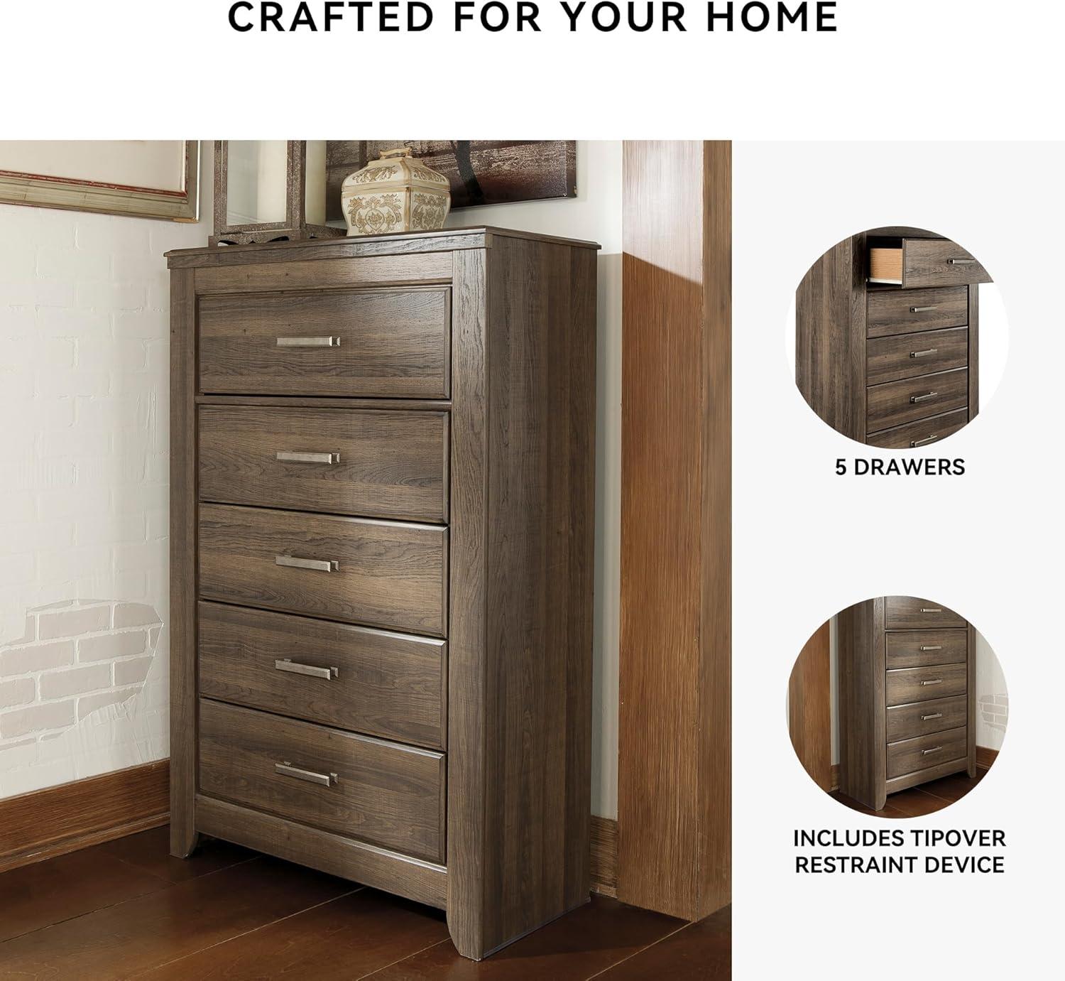 imageSignature Design by Ashley Brinxton Urban SmoothGliding 7Drawer Dresser and Mirror with Safety Stop GrayWarm Brown