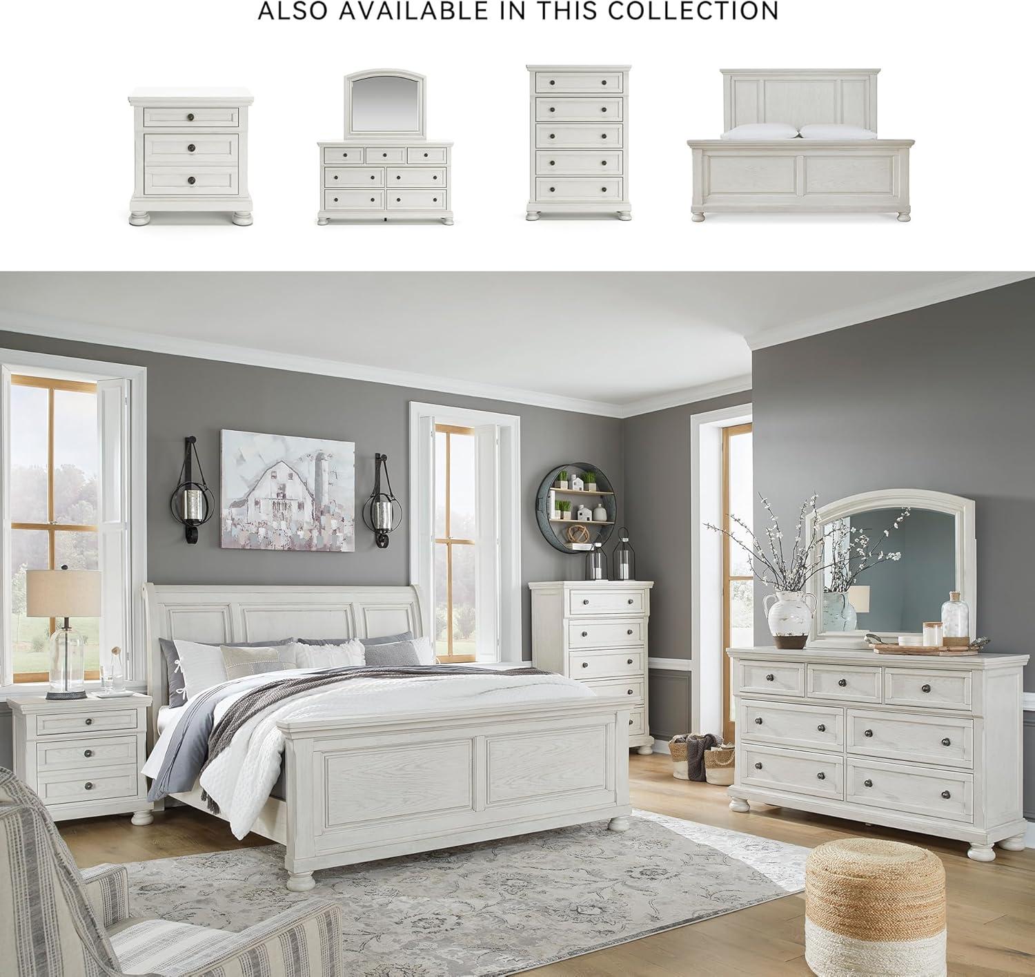 imageSignature Design by Ashley Brinxton Urban SmoothGliding 7Drawer Dresser and Mirror with Safety Stop GrayWhite