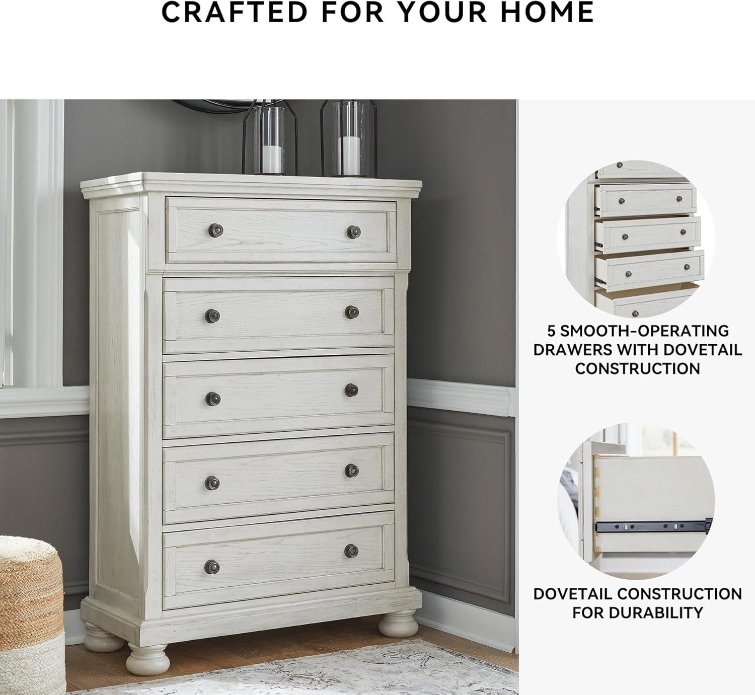 imageSignature Design by Ashley Brinxton Urban SmoothGliding 7Drawer Dresser and Mirror with Safety Stop GrayWhite