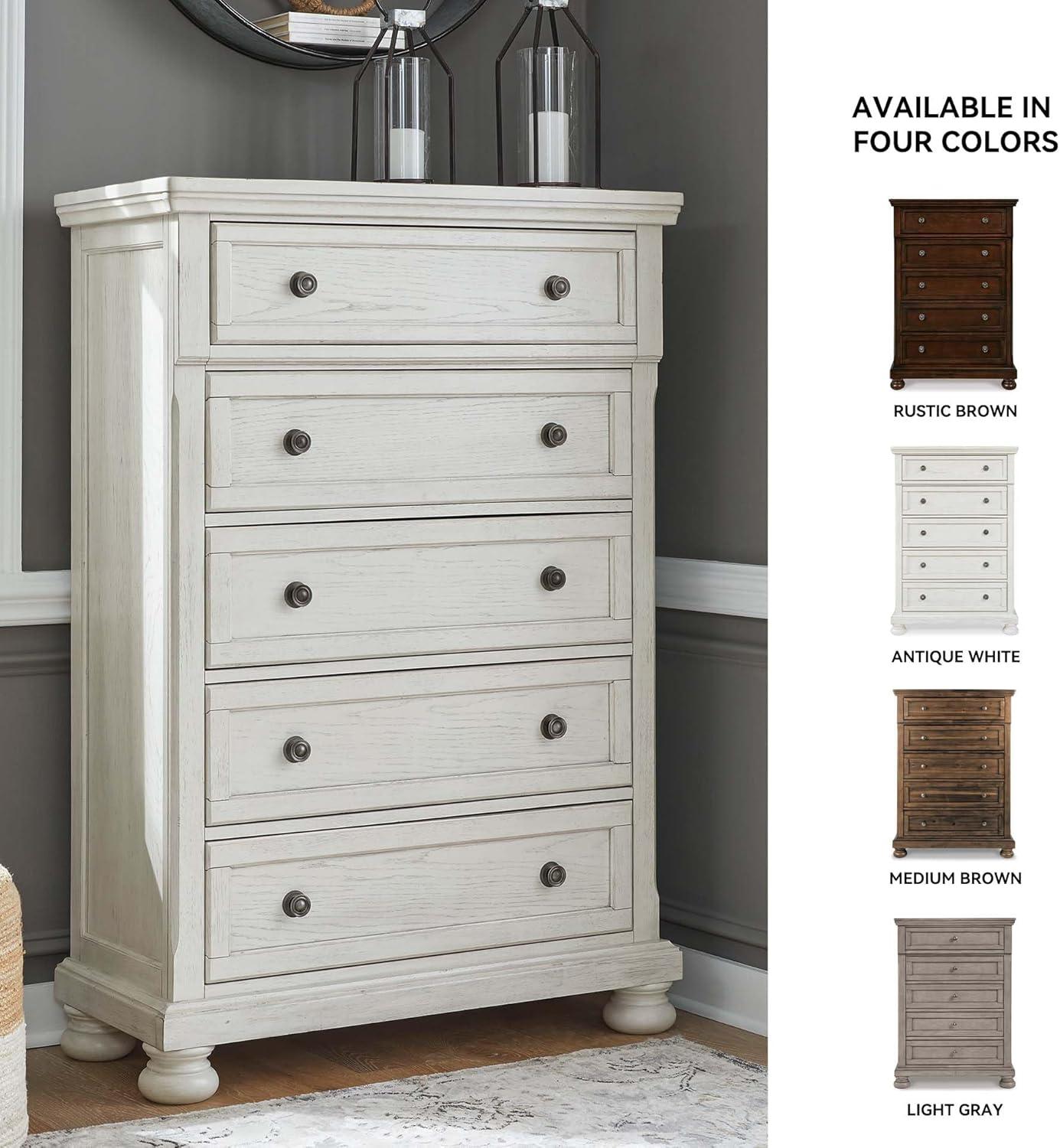 imageSignature Design by Ashley Brinxton Urban SmoothGliding 7Drawer Dresser and Mirror with Safety Stop GrayWhite