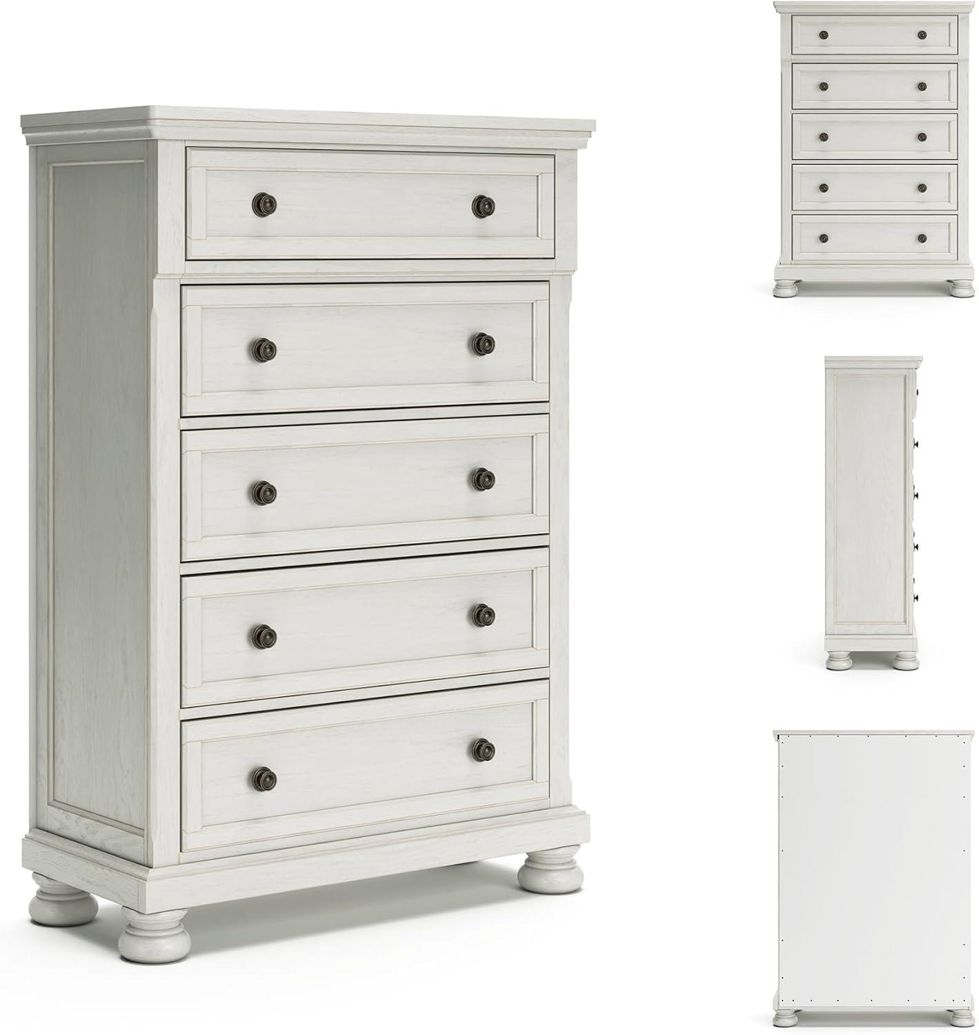 imageSignature Design by Ashley Brinxton Urban SmoothGliding 7Drawer Dresser and Mirror with Safety Stop GrayWhite