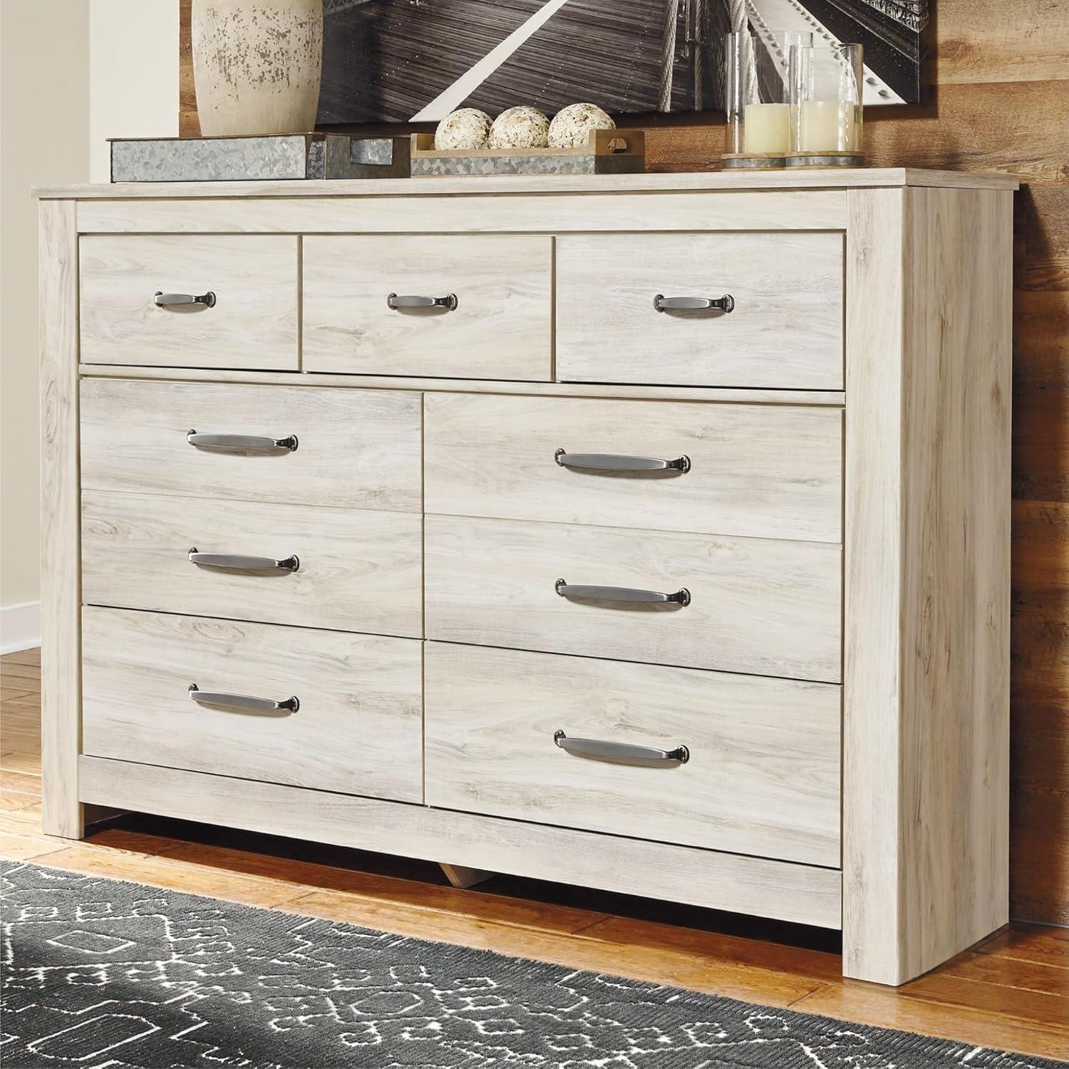 imageSignature Design by Ashley Brinxton Urban SmoothGliding 7Drawer Dresser and Mirror with Safety Stop GrayWhitewash
