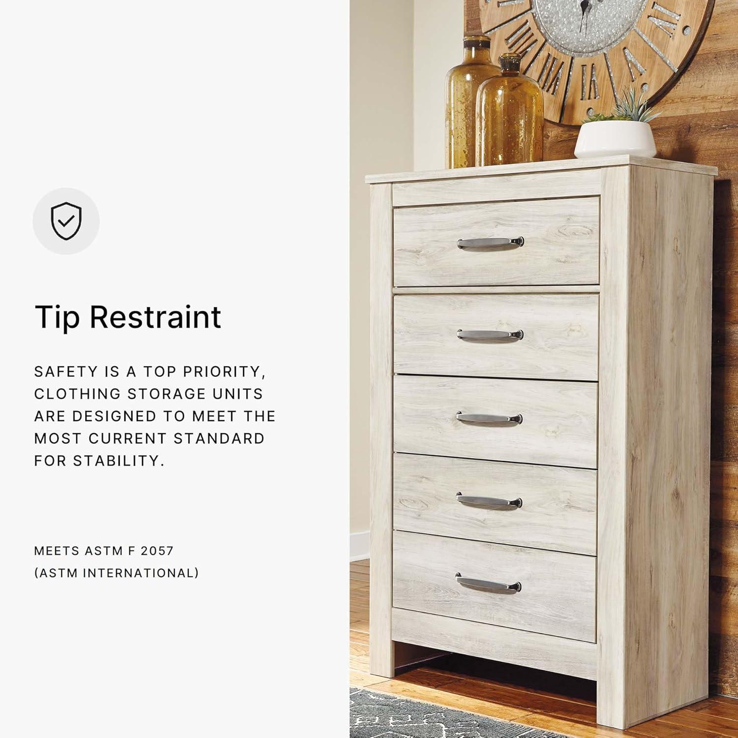 imageSignature Design by Ashley Brinxton Urban SmoothGliding 7Drawer Dresser and Mirror with Safety Stop GrayWhitewash