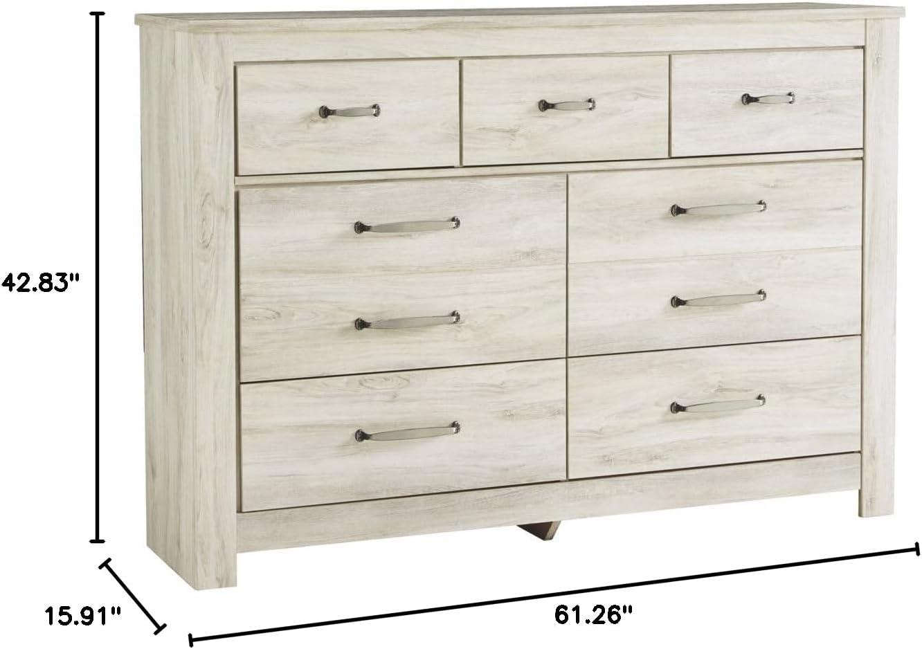 imageSignature Design by Ashley Brinxton Urban SmoothGliding 7Drawer Dresser and Mirror with Safety Stop GrayWhitewash
