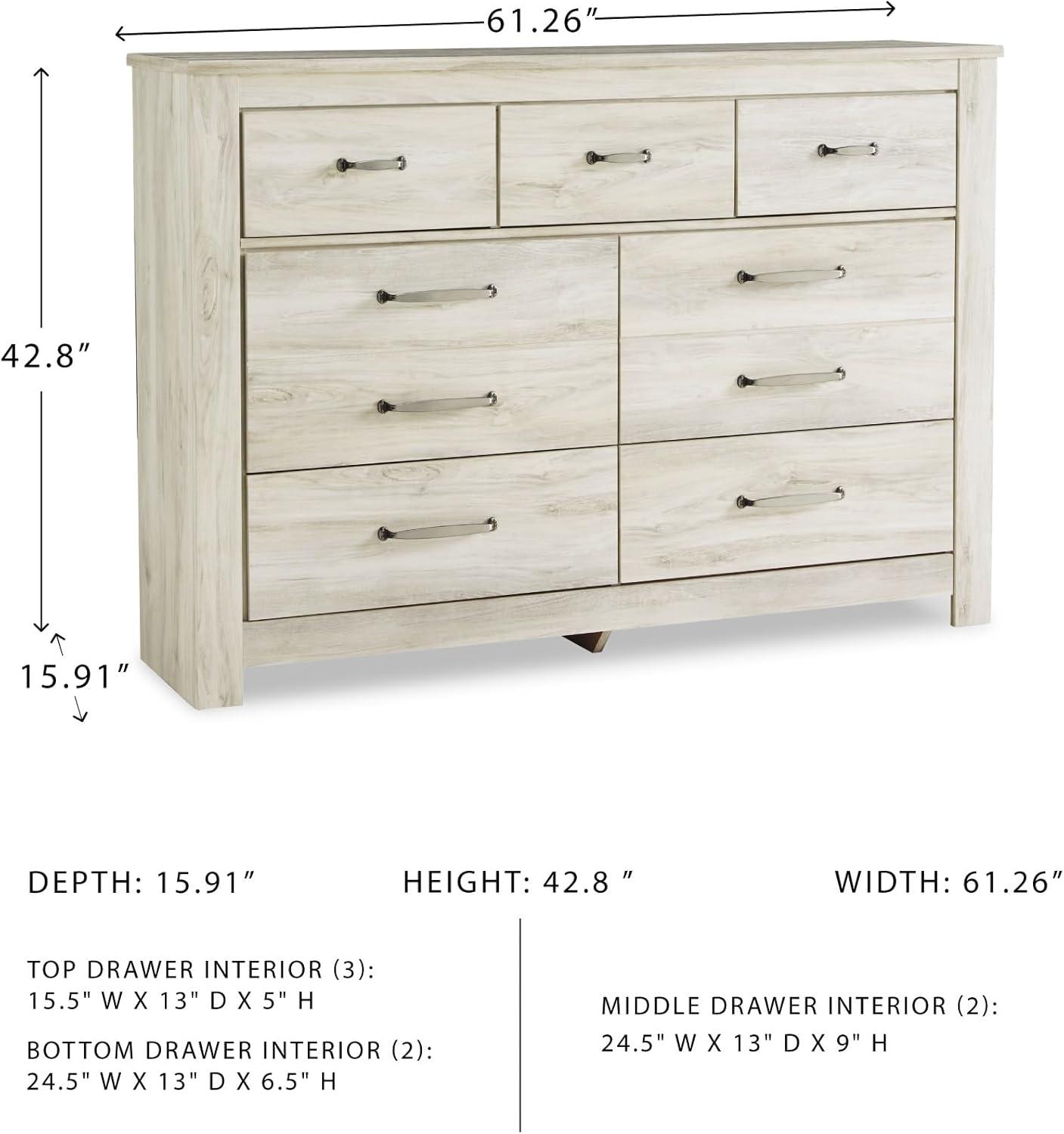 imageSignature Design by Ashley Brinxton Urban SmoothGliding 7Drawer Dresser and Mirror with Safety Stop GrayWhitewash