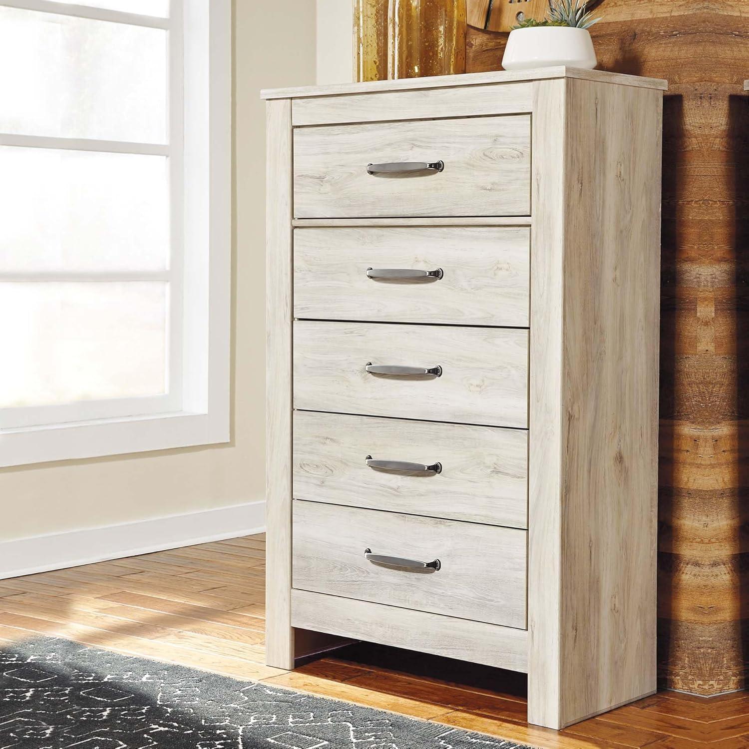 imageSignature Design by Ashley Brinxton Urban SmoothGliding 7Drawer Dresser and Mirror with Safety Stop GrayWhitewash