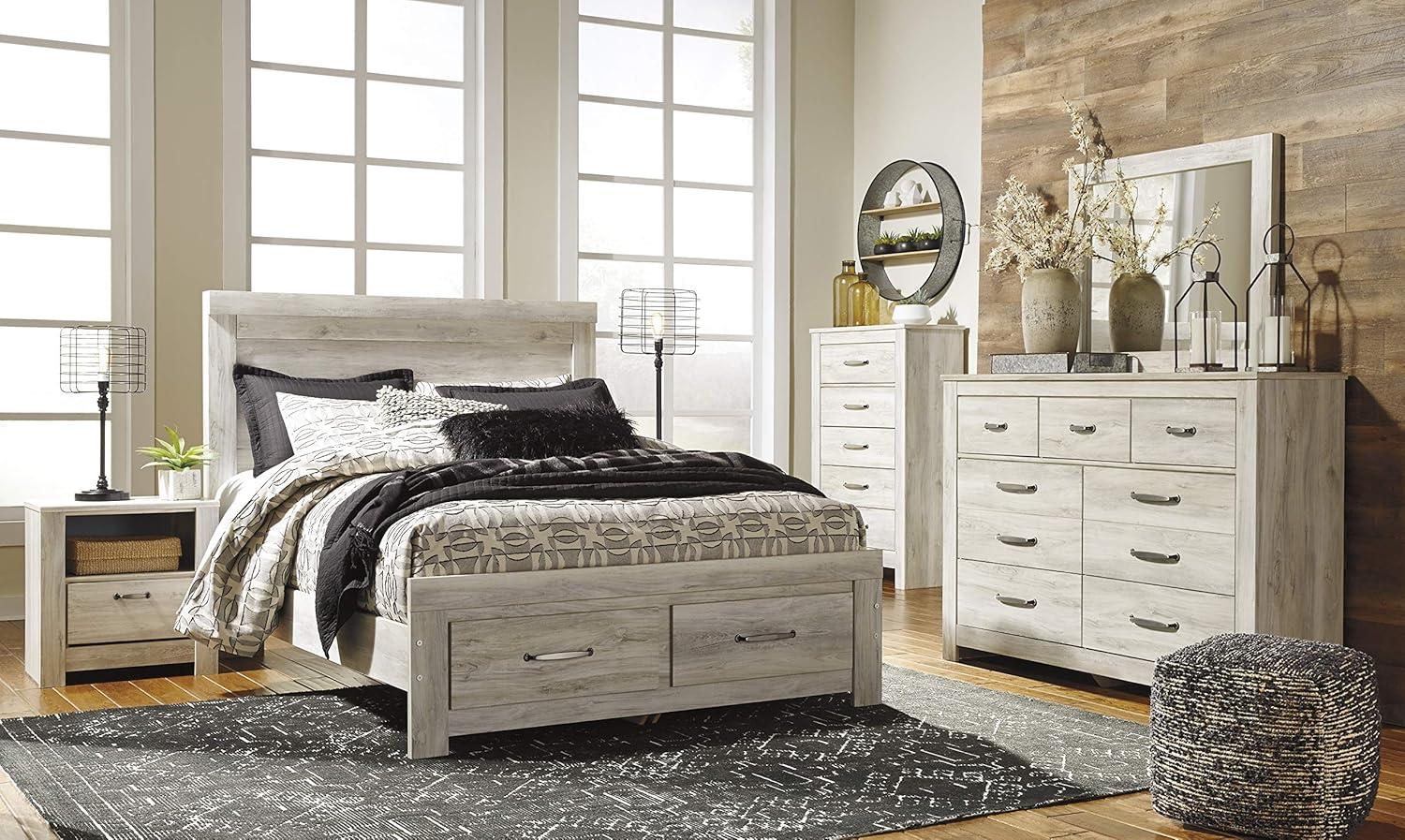 imageSignature Design by Ashley Brinxton Urban SmoothGliding 7Drawer Dresser and Mirror with Safety Stop GrayWhitewash