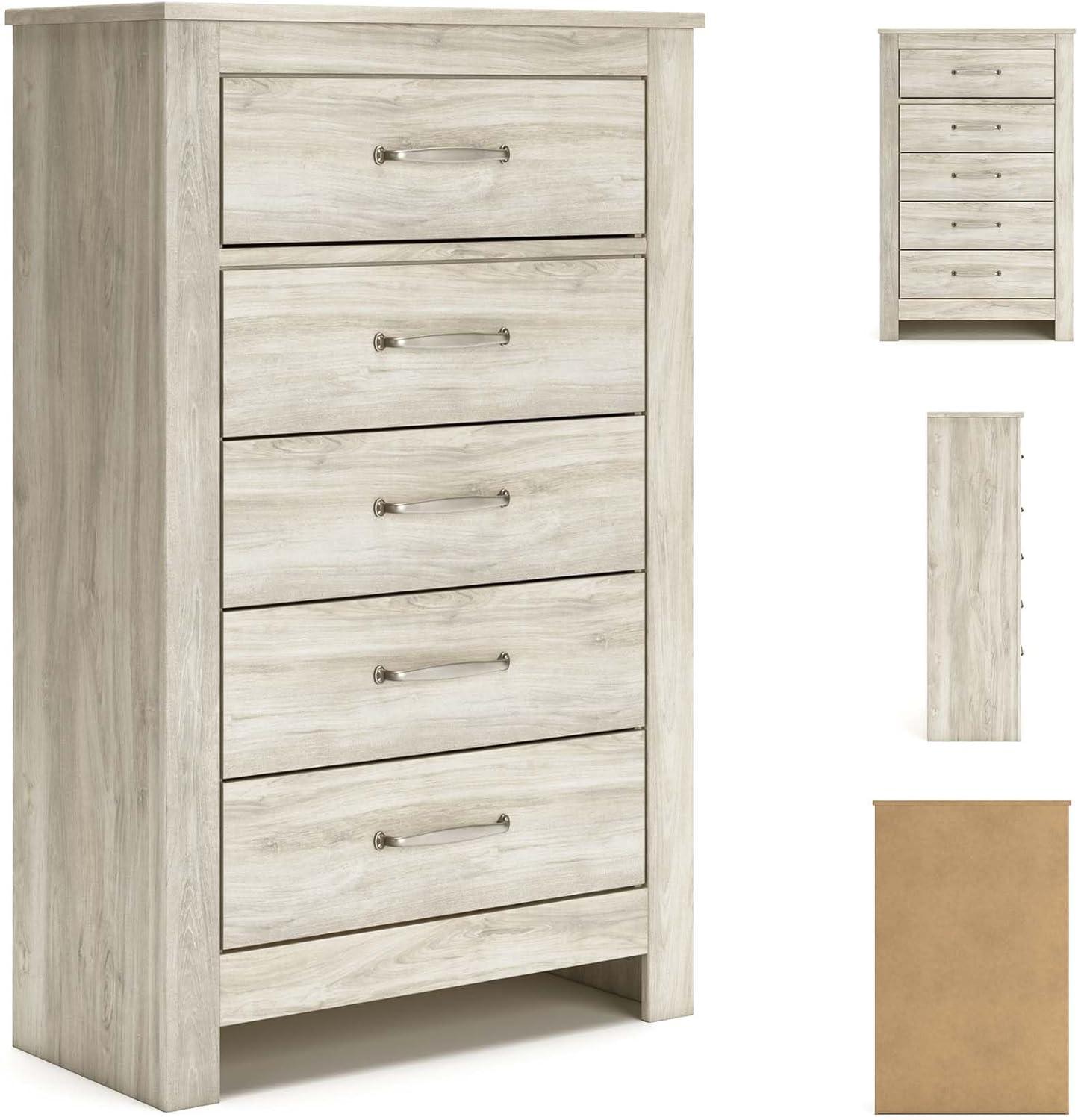 imageSignature Design by Ashley Brinxton Urban SmoothGliding 7Drawer Dresser and Mirror with Safety Stop GrayWhitewash