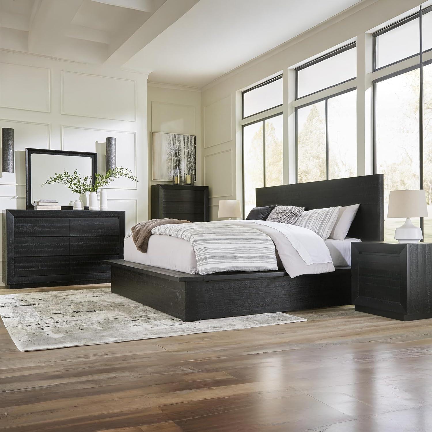 imageSignature Design by Ashley Londer Modern 6Drawer Dresser and Mirror with FeltLined Top Drawers and Safety Stop BlackDresser and Mirror