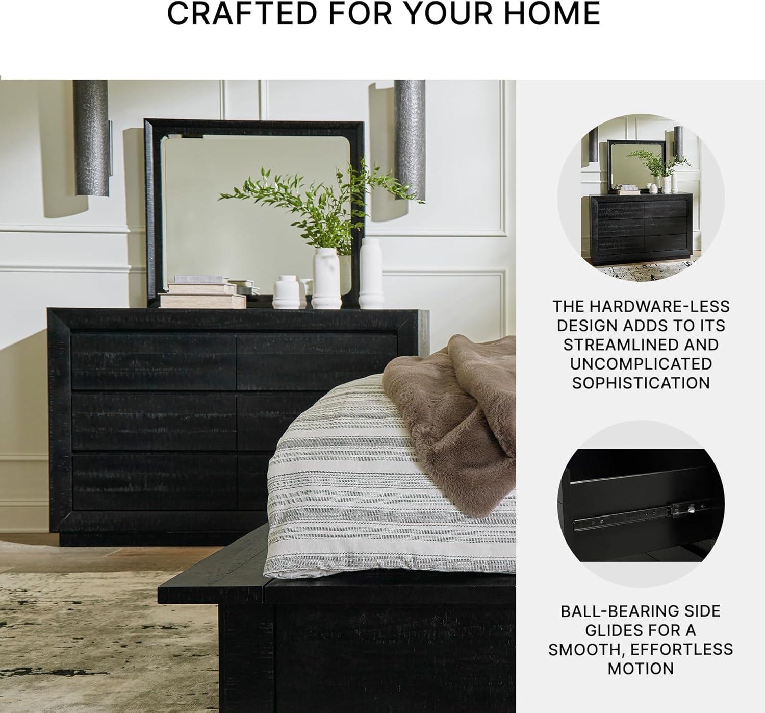 imageSignature Design by Ashley Londer Modern 6Drawer Dresser and Mirror with FeltLined Top Drawers and Safety Stop BlackDresser and Mirror