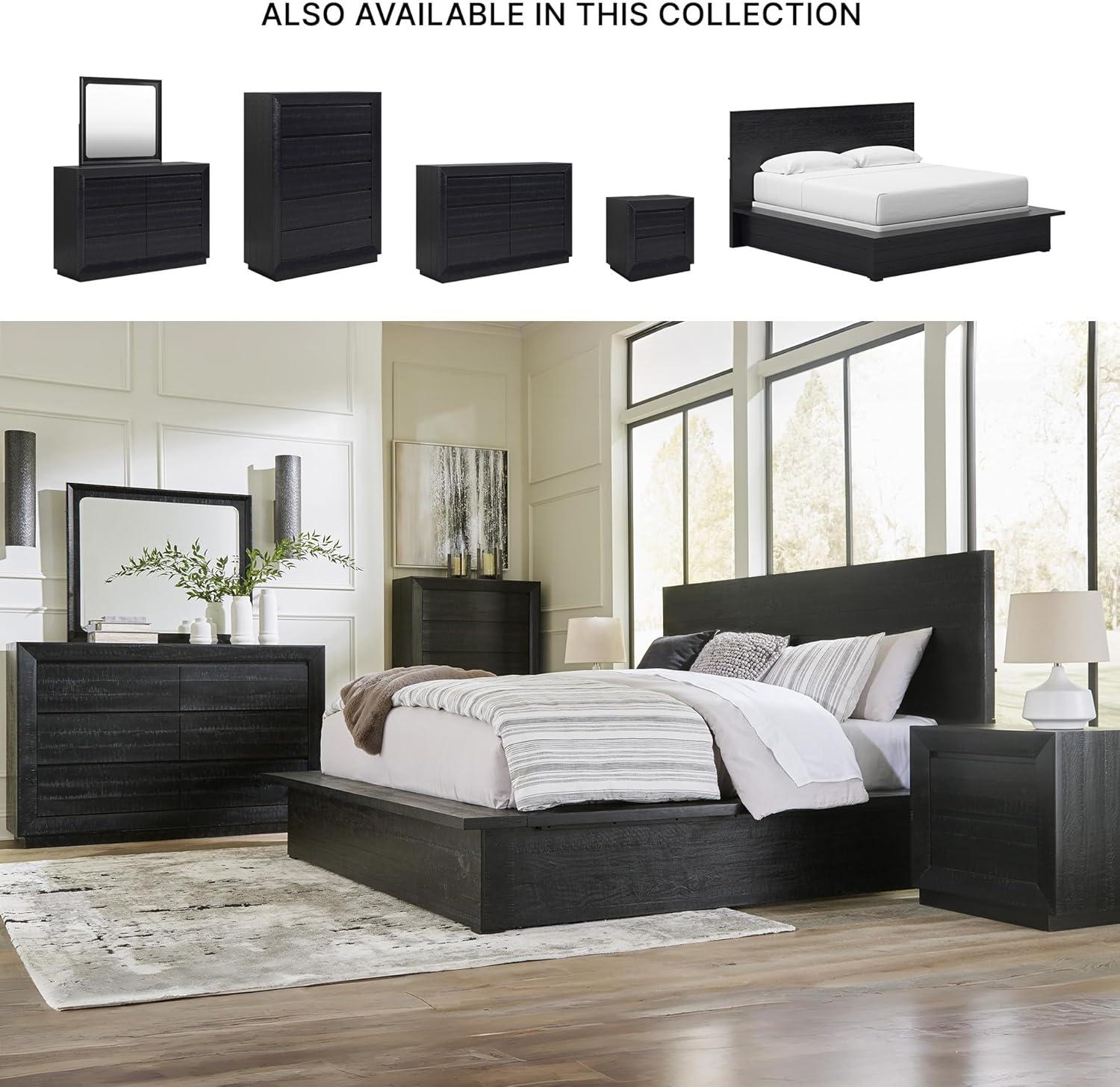 imageSignature Design by Ashley Londer Modern 6Drawer Dresser and Mirror with FeltLined Top Drawers and Safety Stop BlackDresser and Mirror