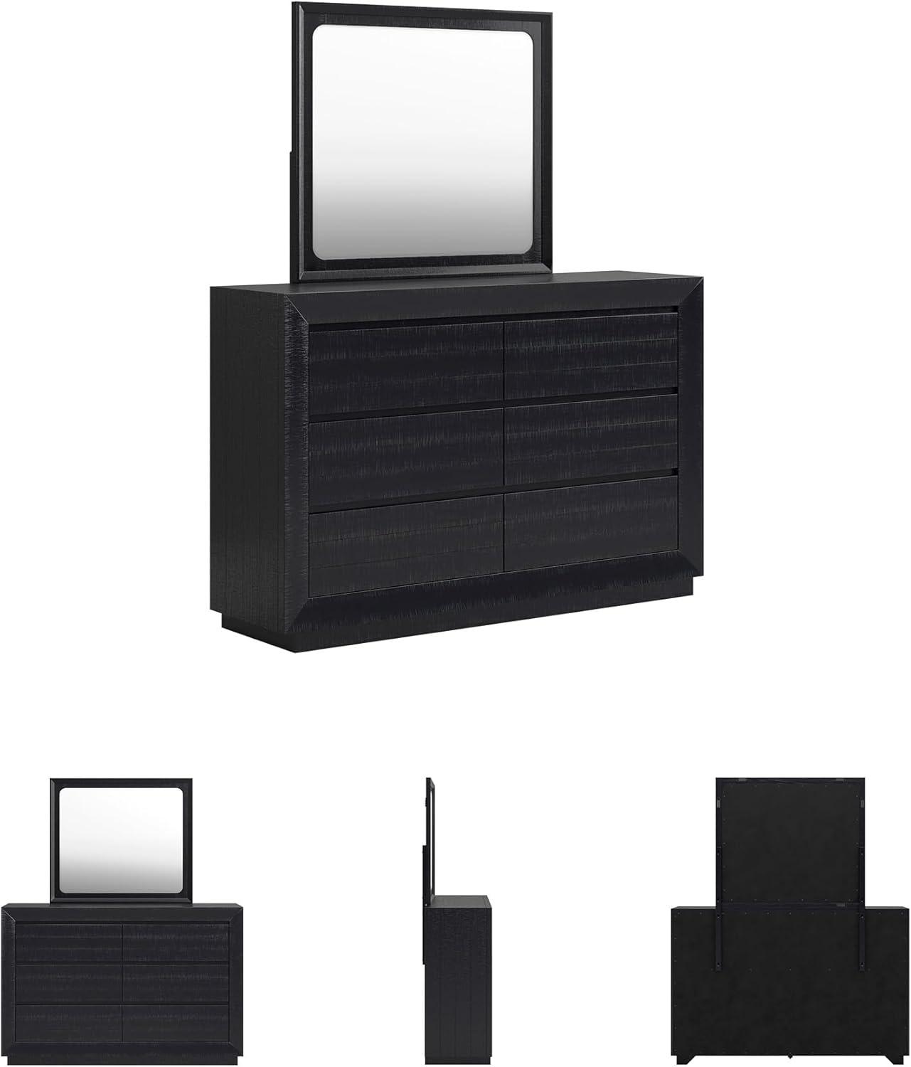 imageSignature Design by Ashley Londer Modern 6Drawer Dresser and Mirror with FeltLined Top Drawers and Safety Stop BlackDresser and Mirror