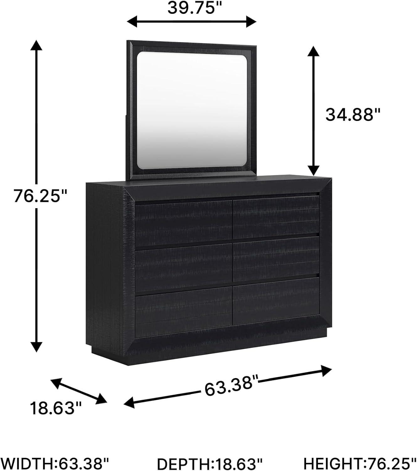 imageSignature Design by Ashley Londer Modern 6Drawer Dresser and Mirror with FeltLined Top Drawers and Safety Stop BlackDresser and Mirror