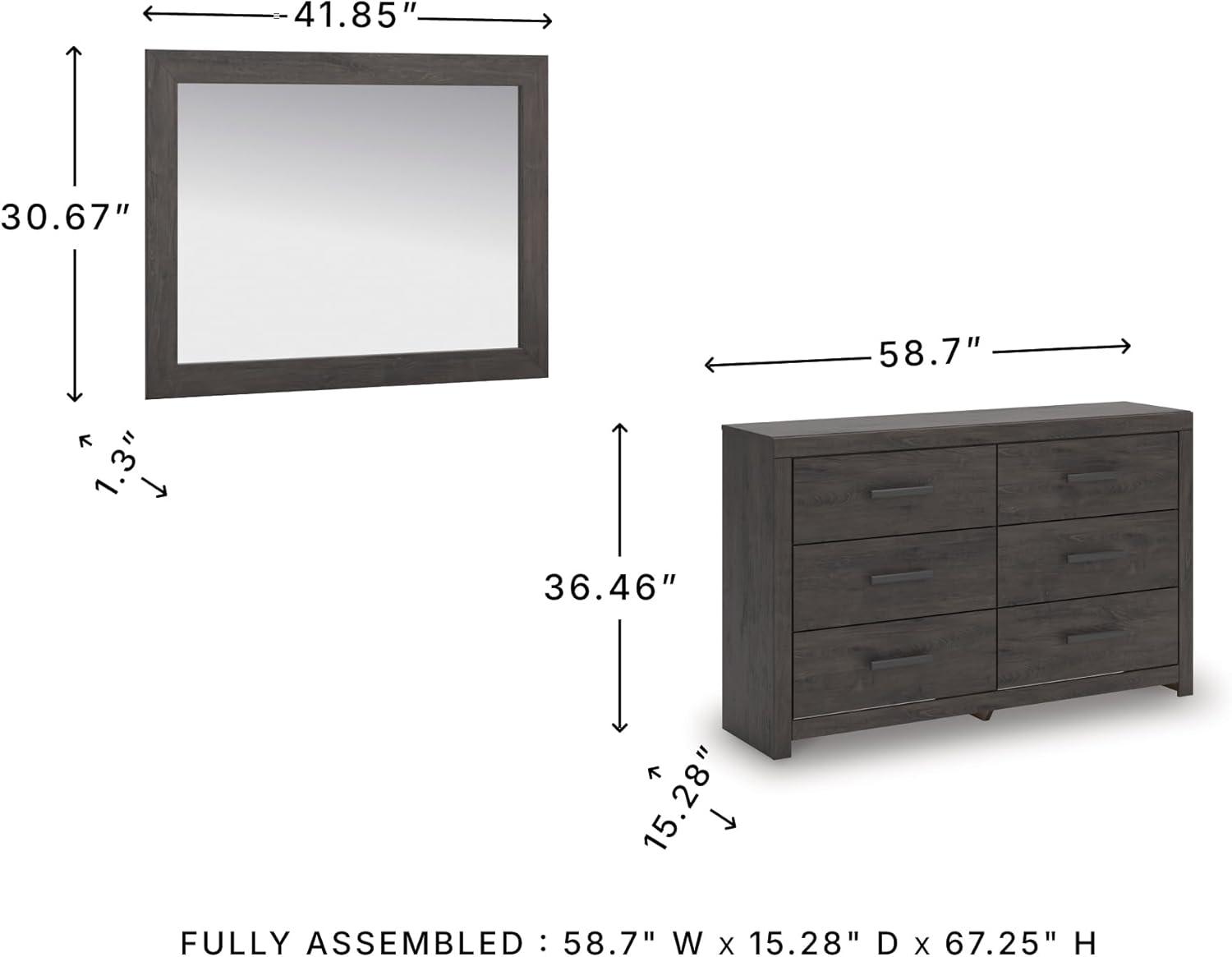 imageSignature Design by Ashley Sharlance Transitional 9Drawer Dresser and Mirror with Safety Stop and FeltLined Top Drawer Light BrownCharcoal