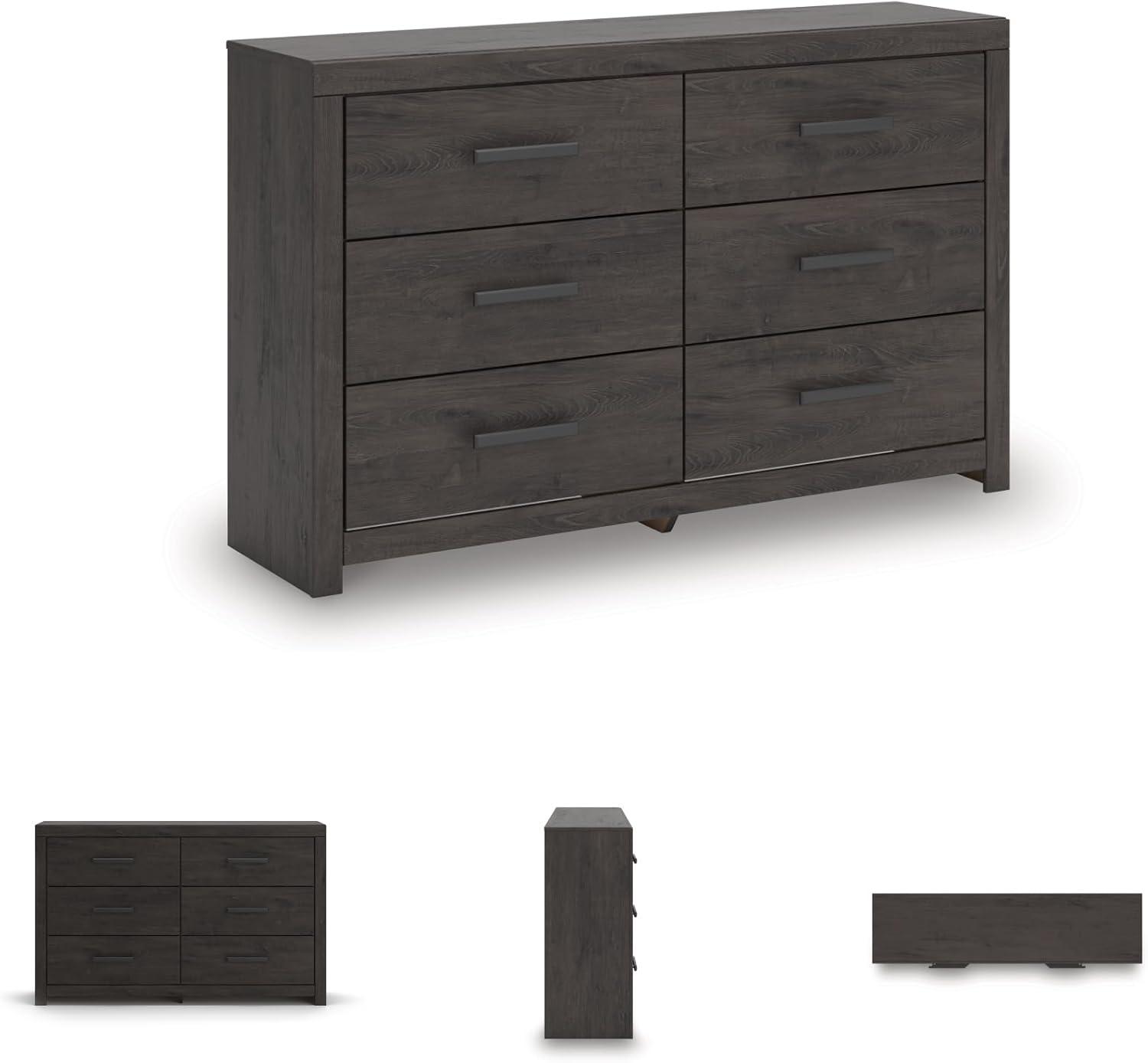 imageSignature Design by Ashley Sharlance Transitional 9Drawer Dresser and Mirror with Safety Stop and FeltLined Top Drawer Light BrownCharcoal
