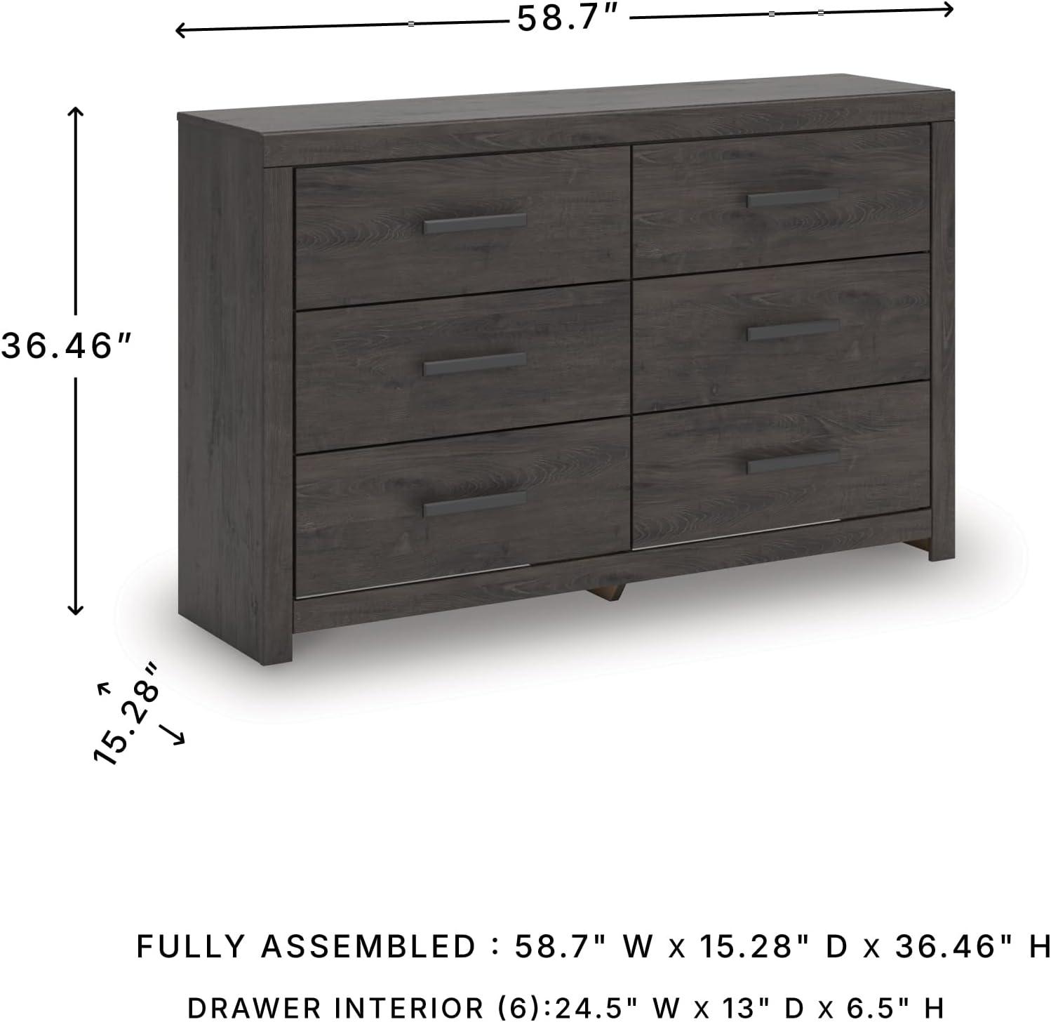 imageSignature Design by Ashley Sharlance Transitional 9Drawer Dresser and Mirror with Safety Stop and FeltLined Top Drawer Light BrownCharcoal