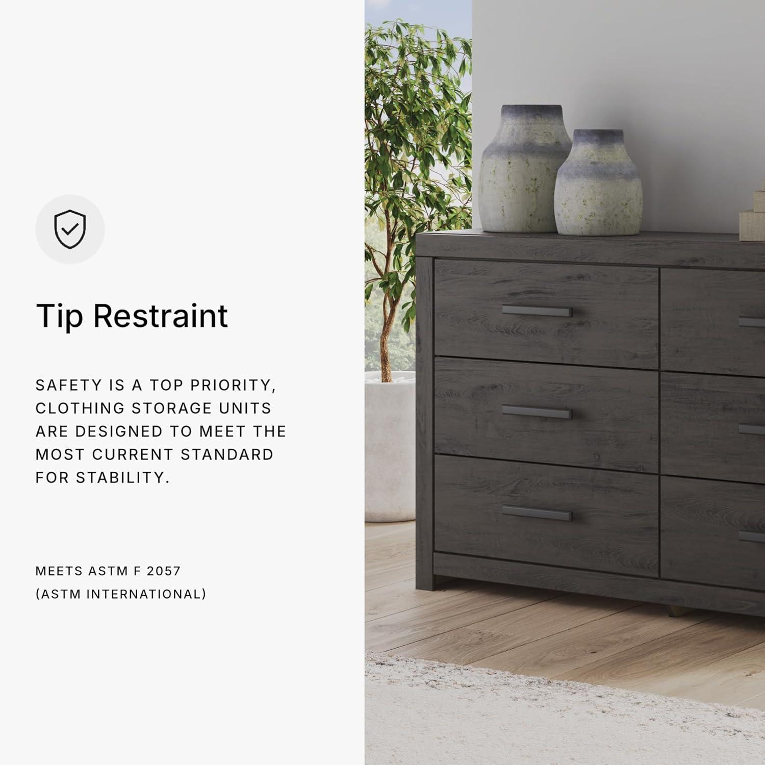 imageSignature Design by Ashley Sharlance Transitional 9Drawer Dresser and Mirror with Safety Stop and FeltLined Top Drawer Light BrownCharcoal