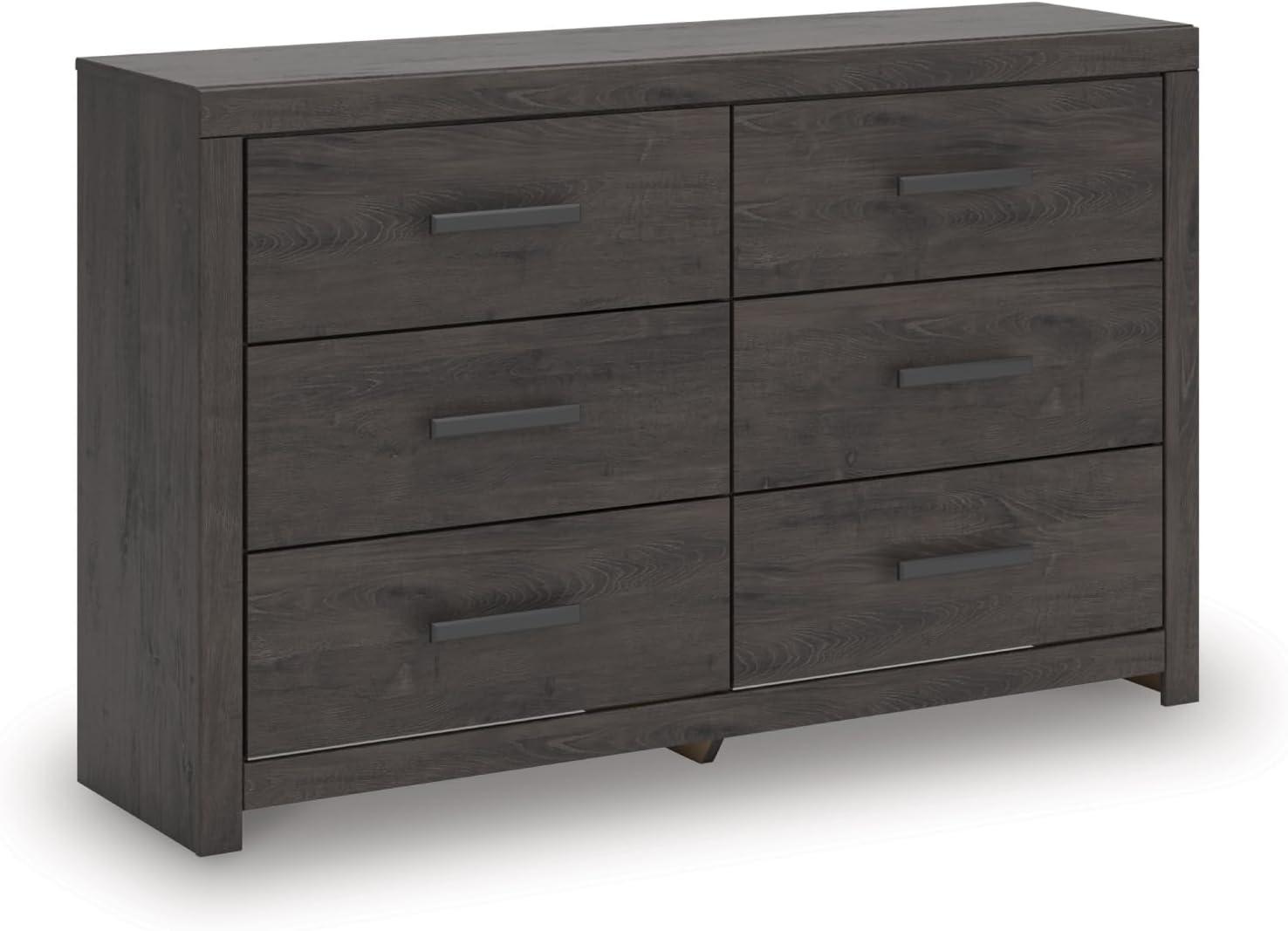 imageSignature Design by Ashley Sharlance Transitional 9Drawer Dresser and Mirror with Safety Stop and FeltLined Top Drawer Light BrownCharcoal