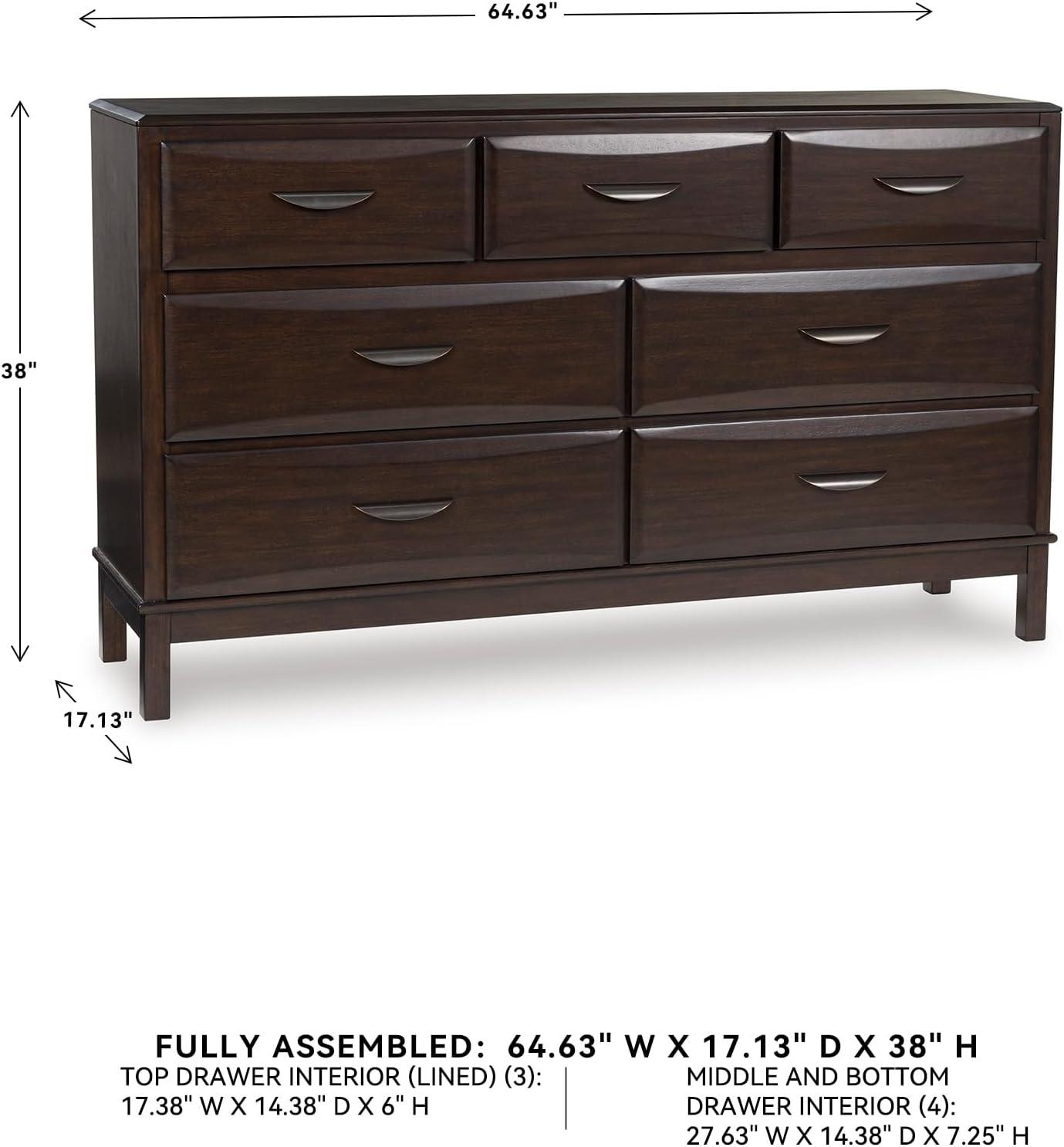 imageSignature Design by Ashley Sharlance Transitional 9Drawer Dresser and Mirror with Safety Stop and FeltLined Top Drawer Light BrownDark Brown