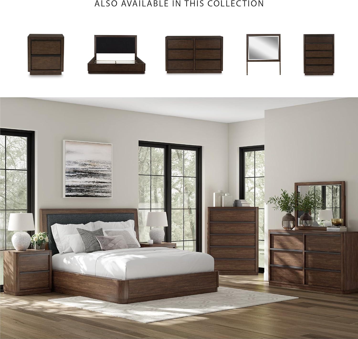 imageSignature Design by Ashley Sharlance Transitional 9Drawer Dresser and Mirror with Safety Stop and FeltLined Top Drawer Light BrownDark Brown